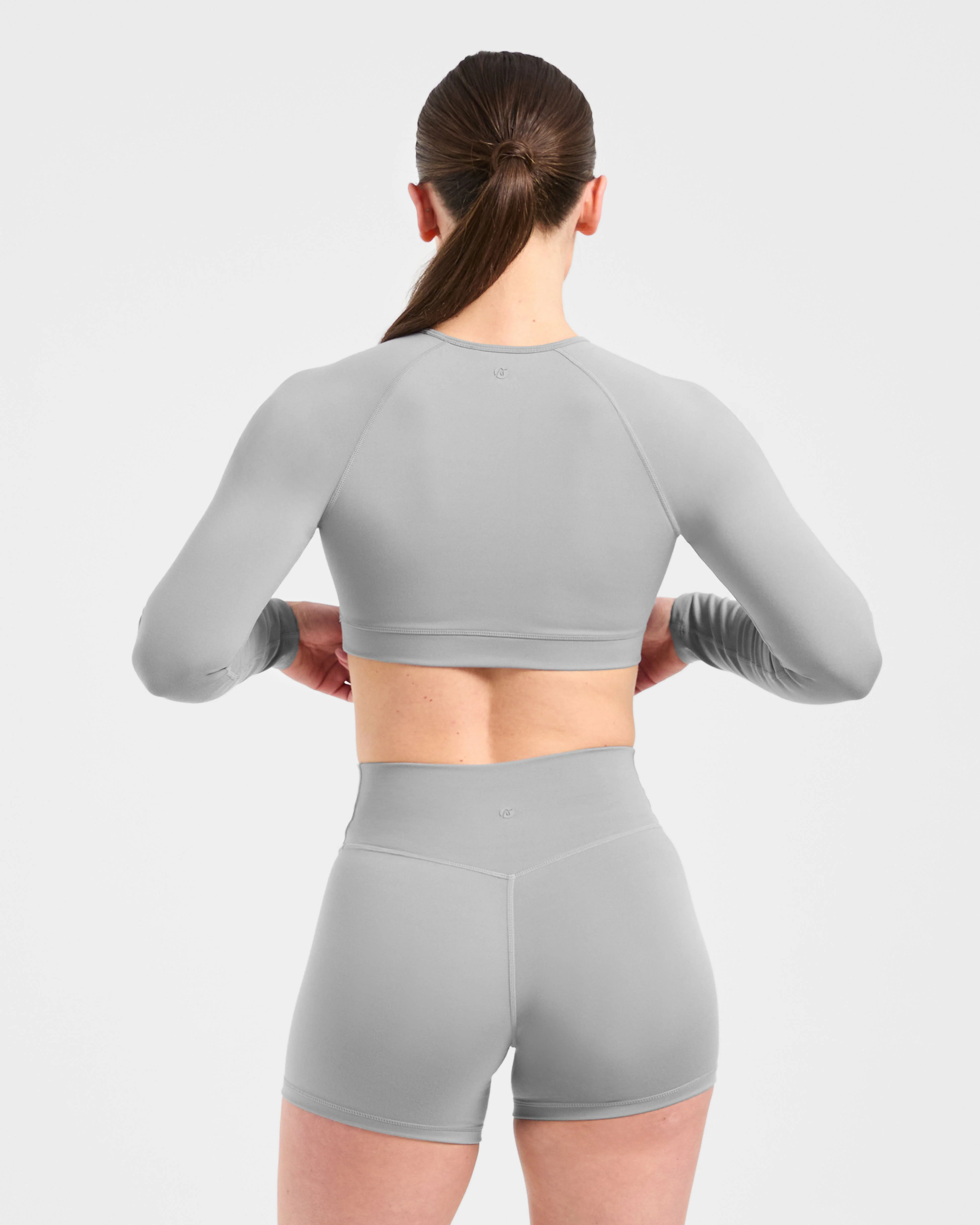 Staple Long Sleeve Crop Top - Grey - Image 2