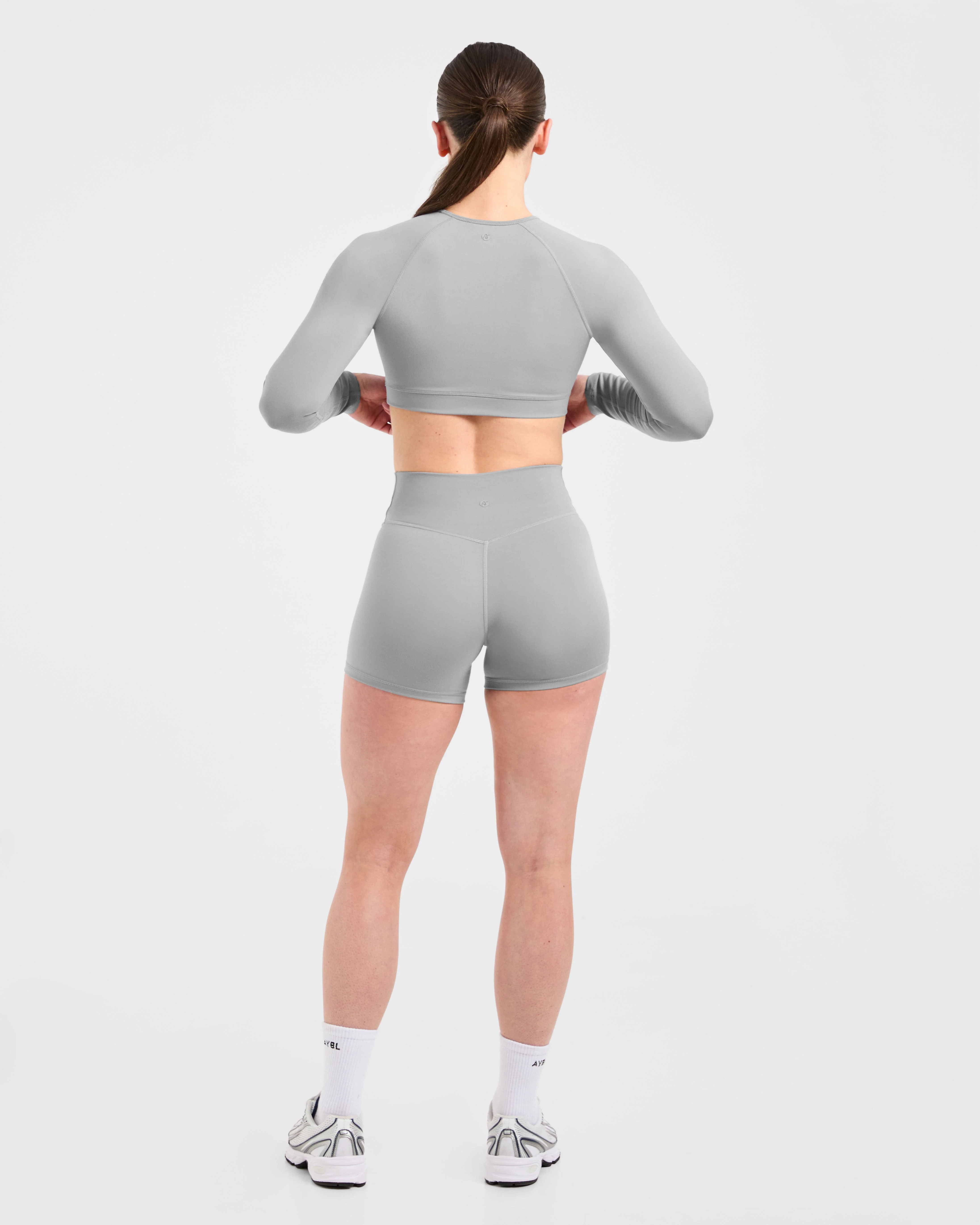 Staple Long Sleeve Crop Top - Grey - Image 4