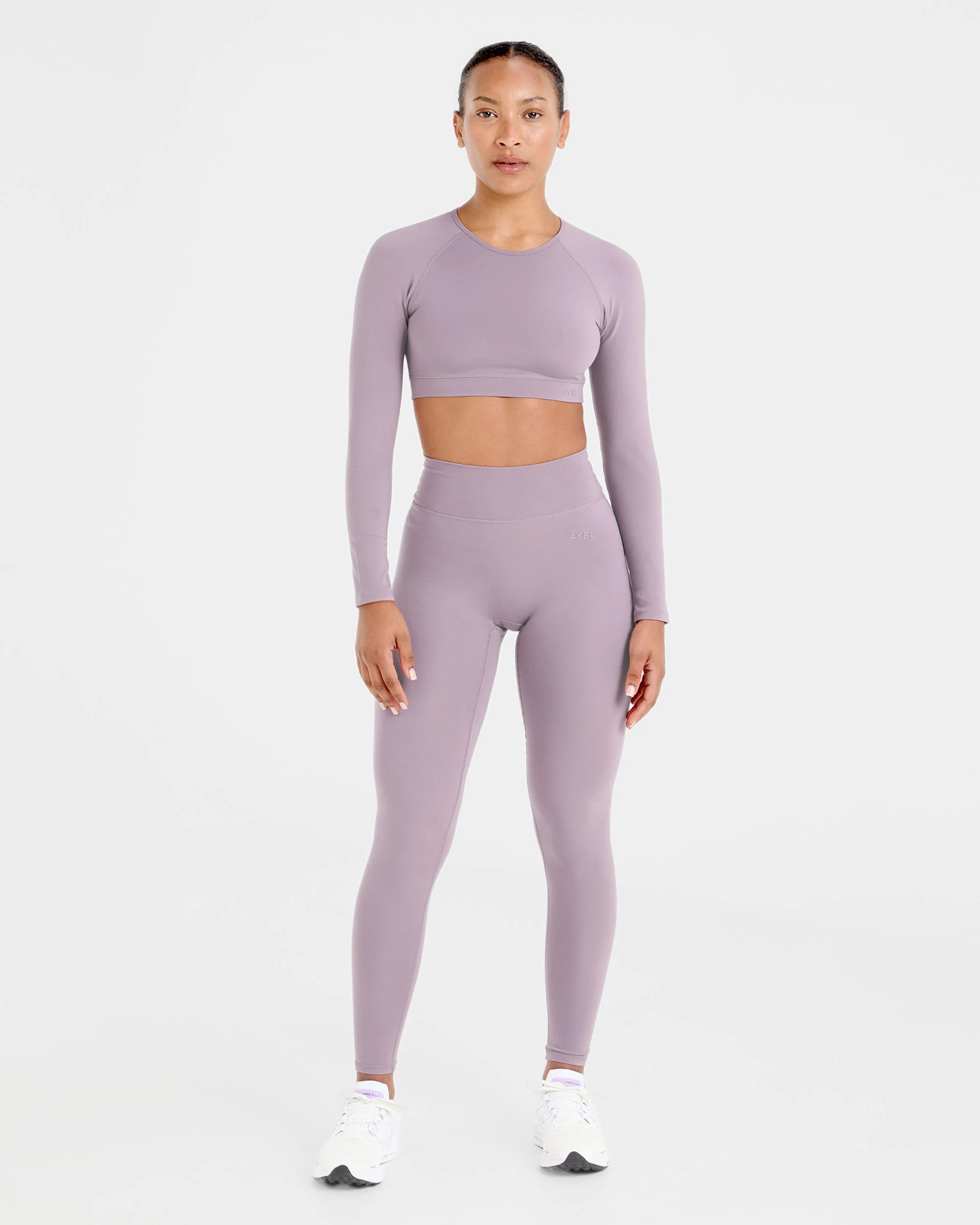 Staple Long Sleeve Crop Top - Mauve Purple - Image 3