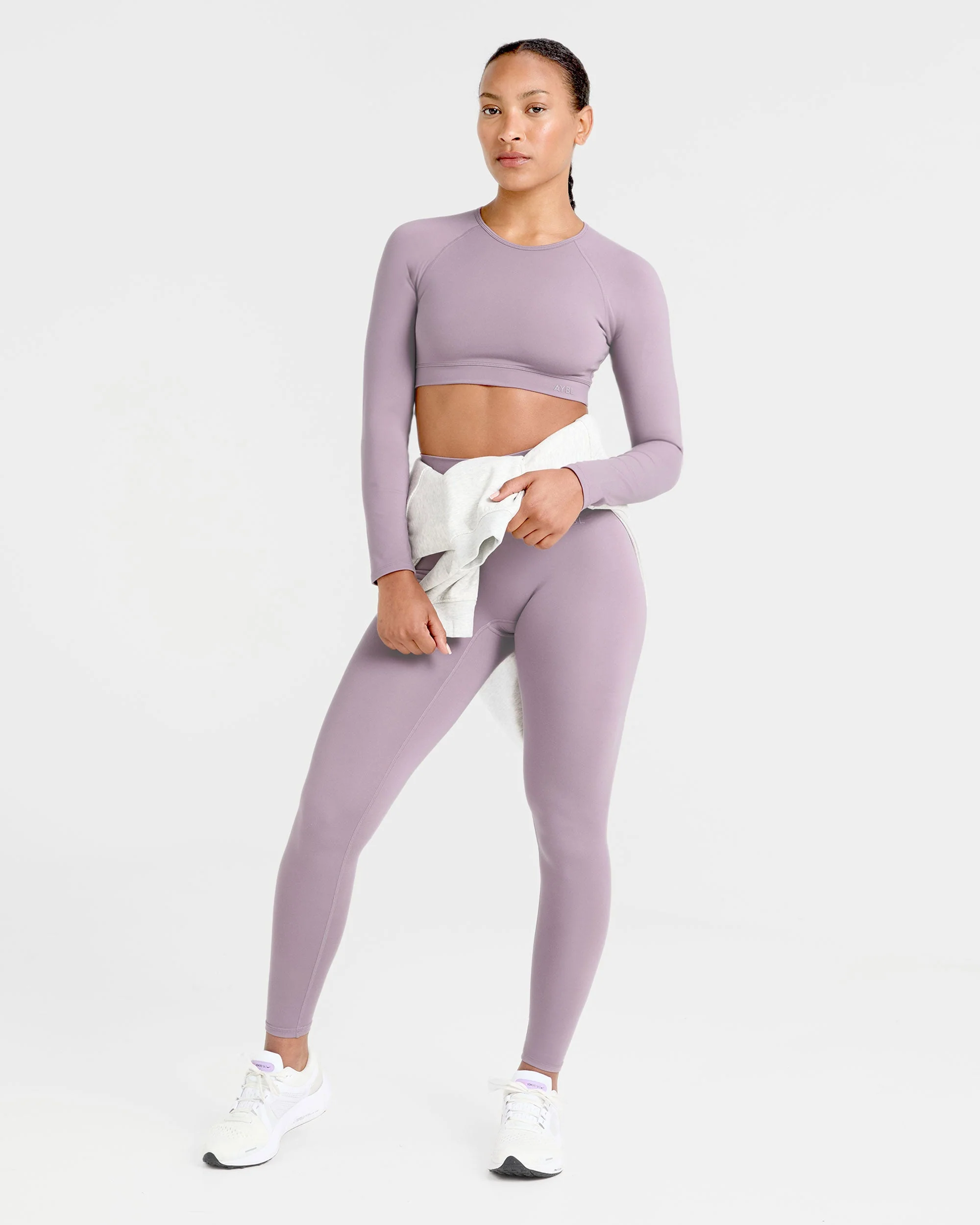 Staple Long Sleeve Crop Top - Mauve Purple - Image 8