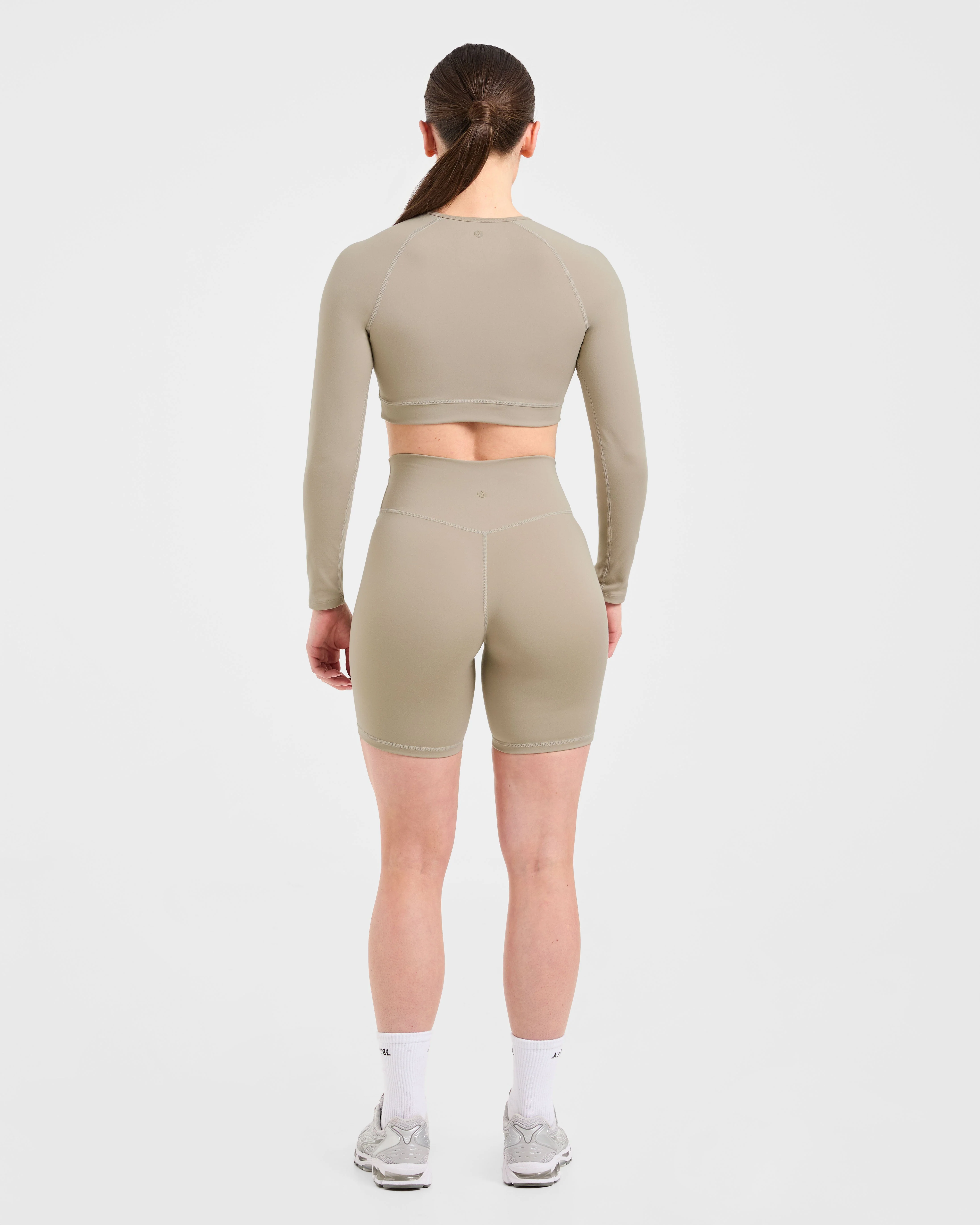 Staple Long Sleeve Crop Top - Muted Taupe - Image 4