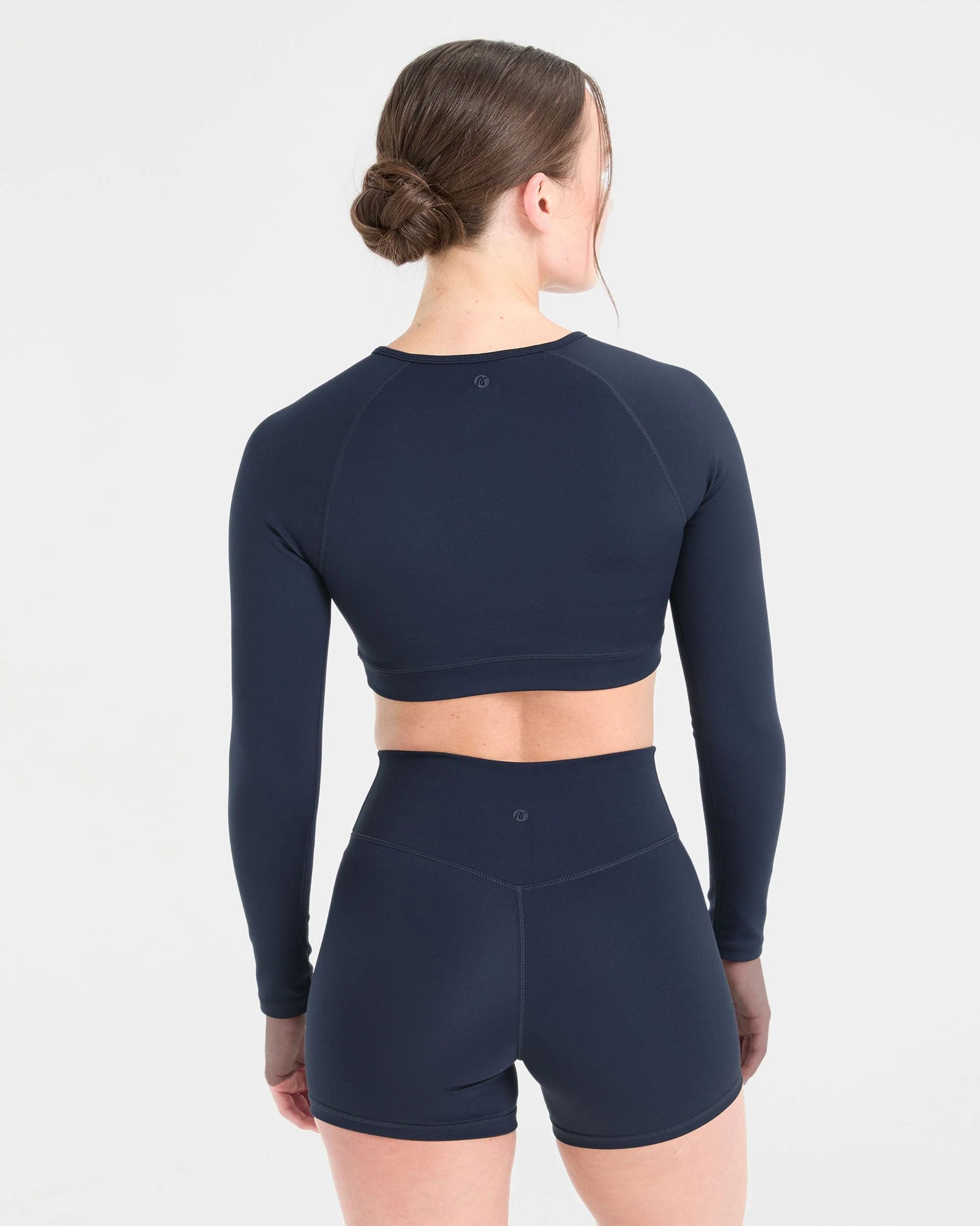 Staple Long Sleeve Crop Top - Navy - Image 2