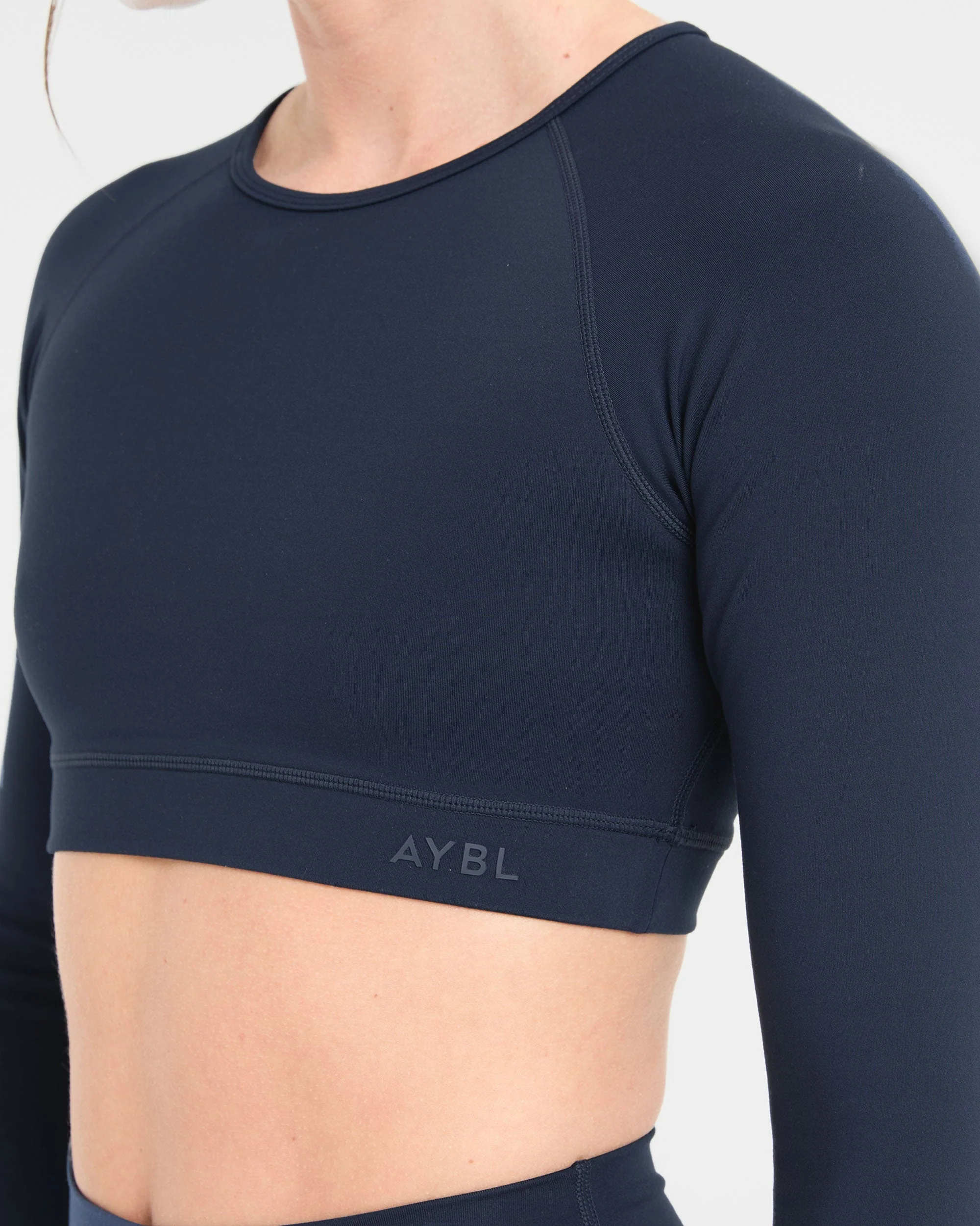 Staple Long Sleeve Crop Top - Navy - Image 5