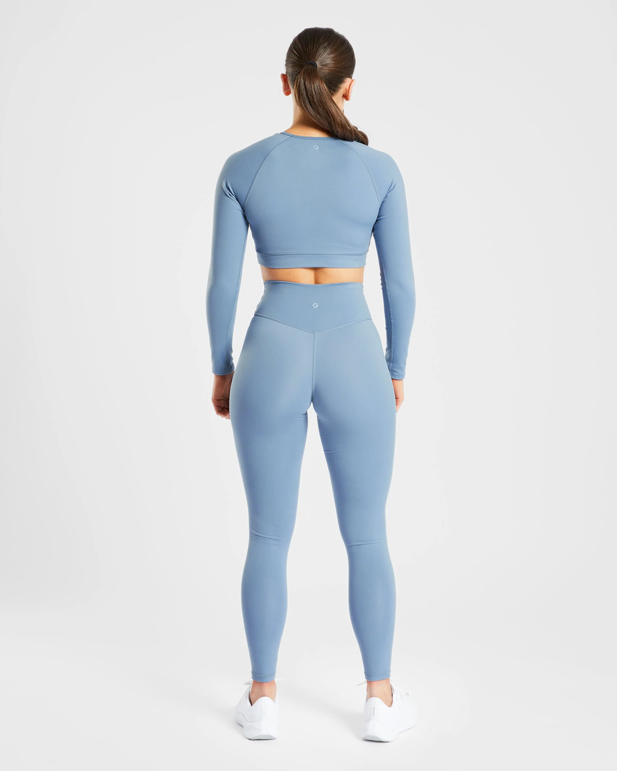 Staple Long Sleeve Crop Top - Slate Blue - Image 4