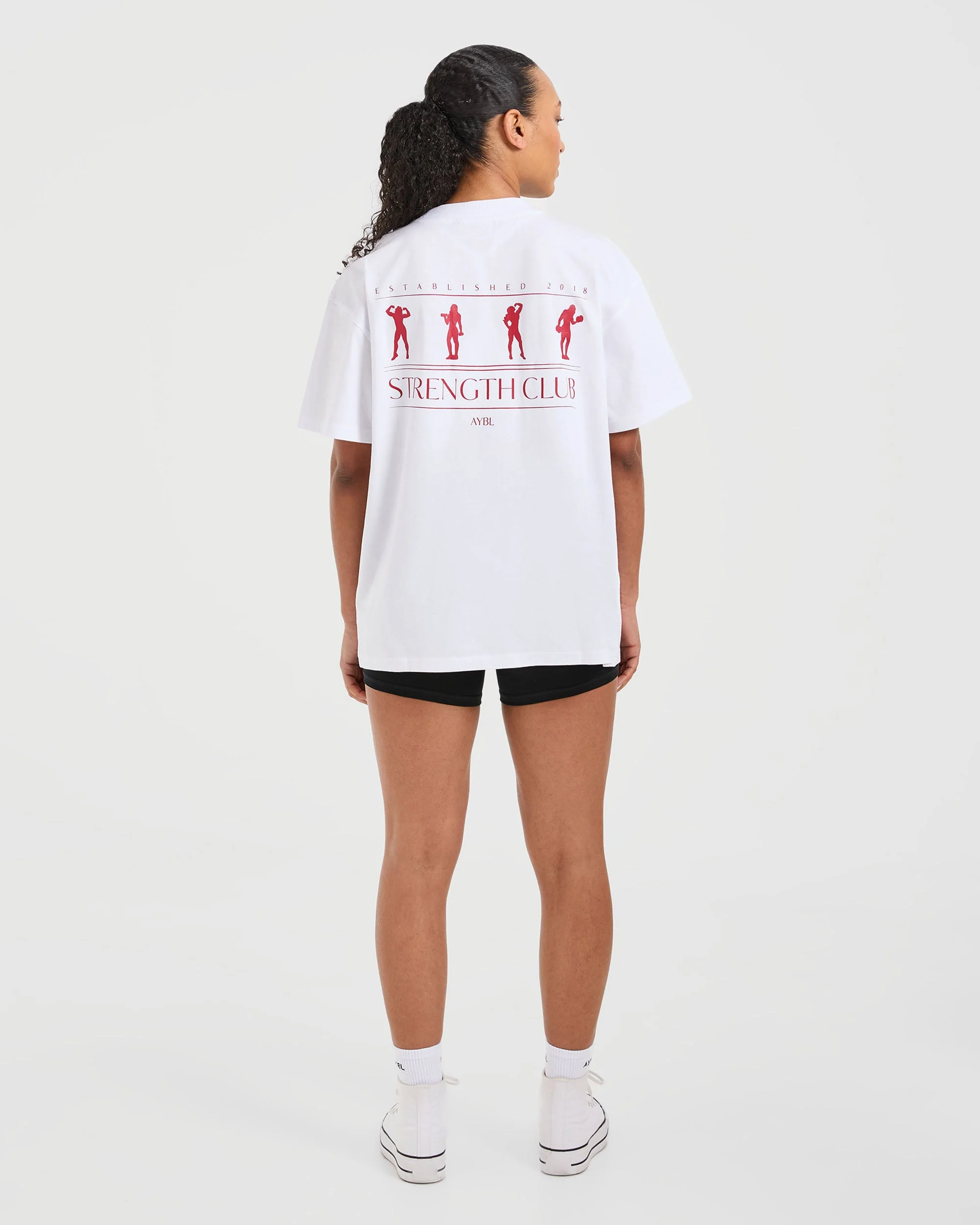 Strength Club Oversized T Shirt - White/Red - Image 3