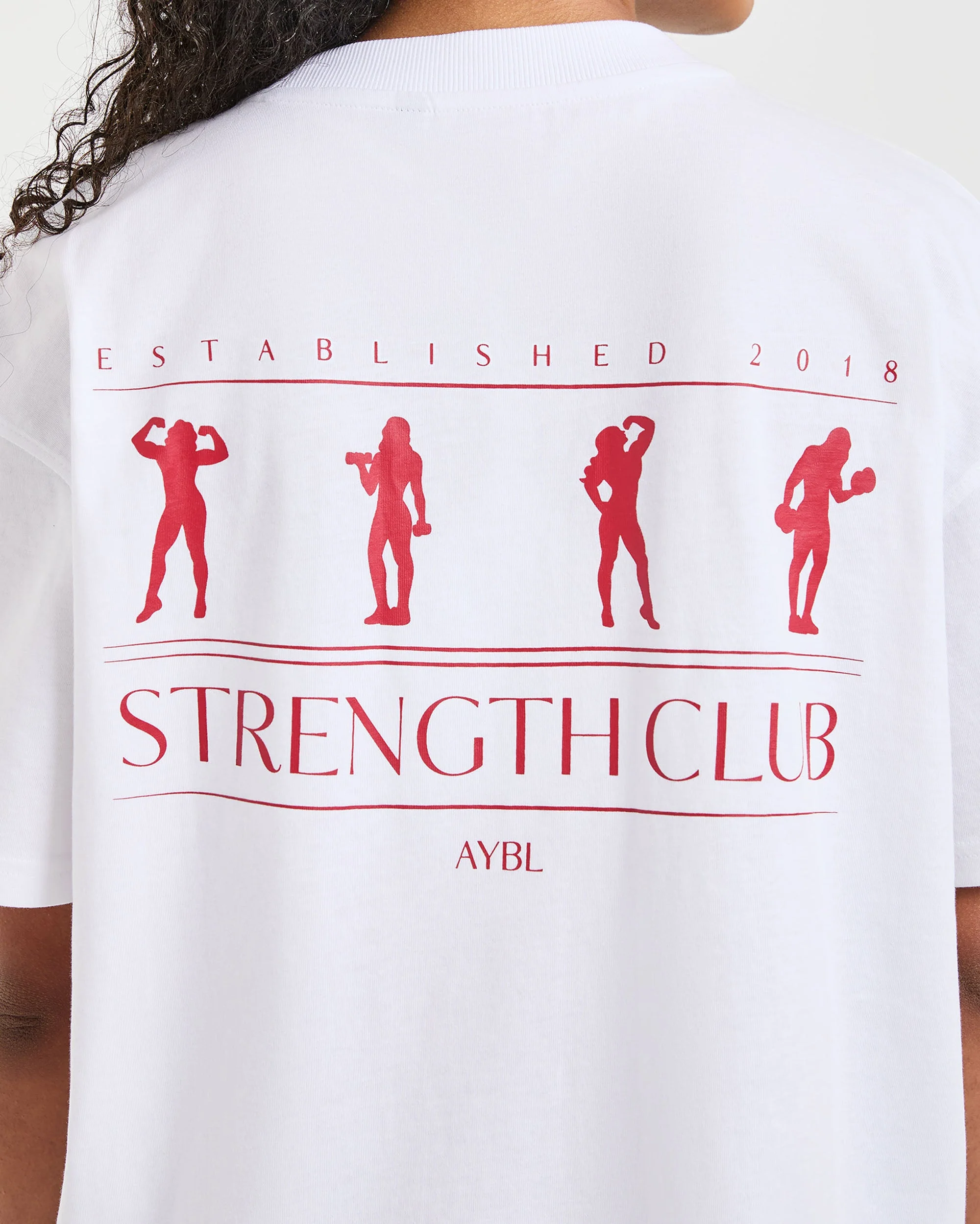 Strength Club Oversized T Shirt - White/Red - Image 6