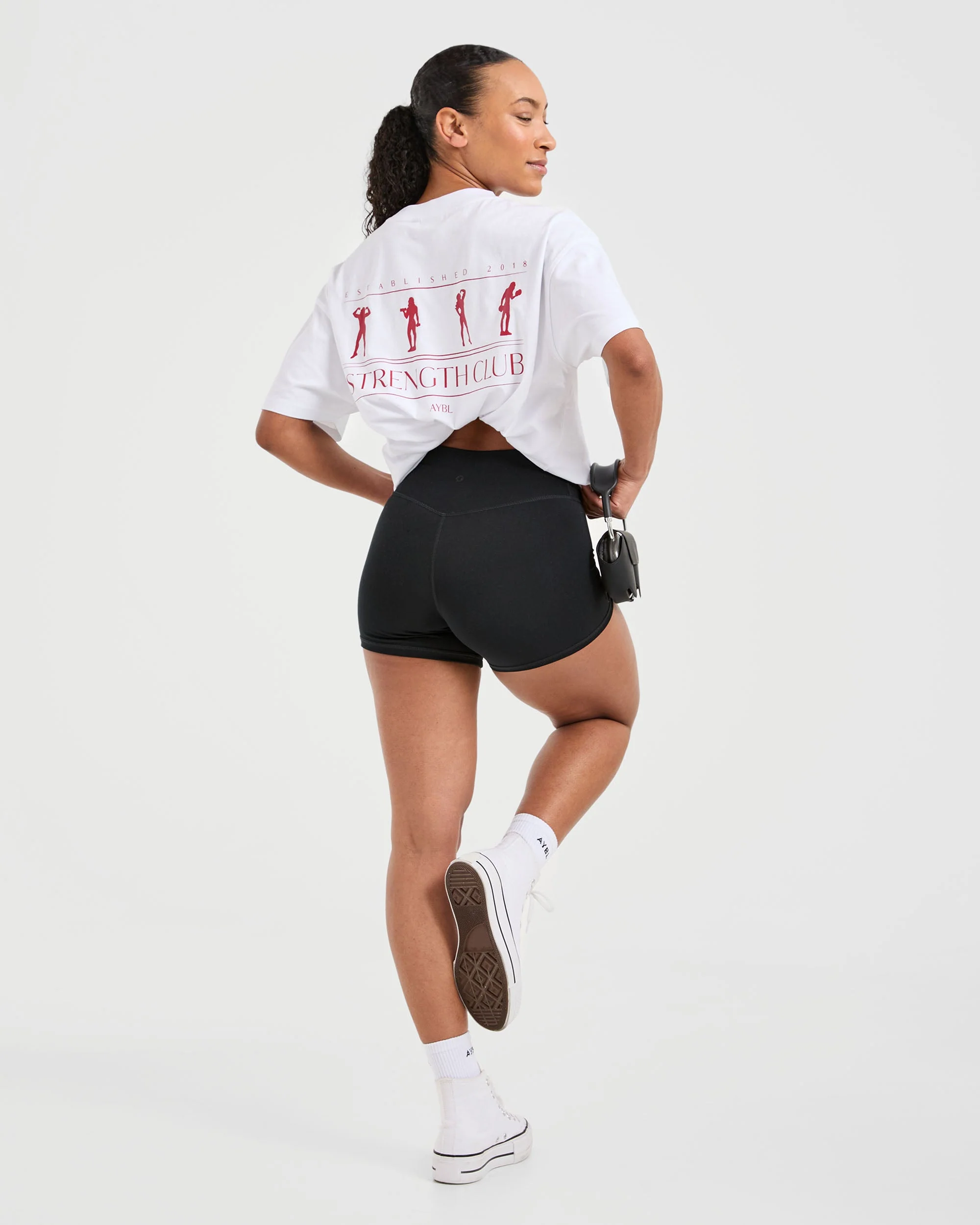 Strength Club Oversized T Shirt - White/Red - Image 7