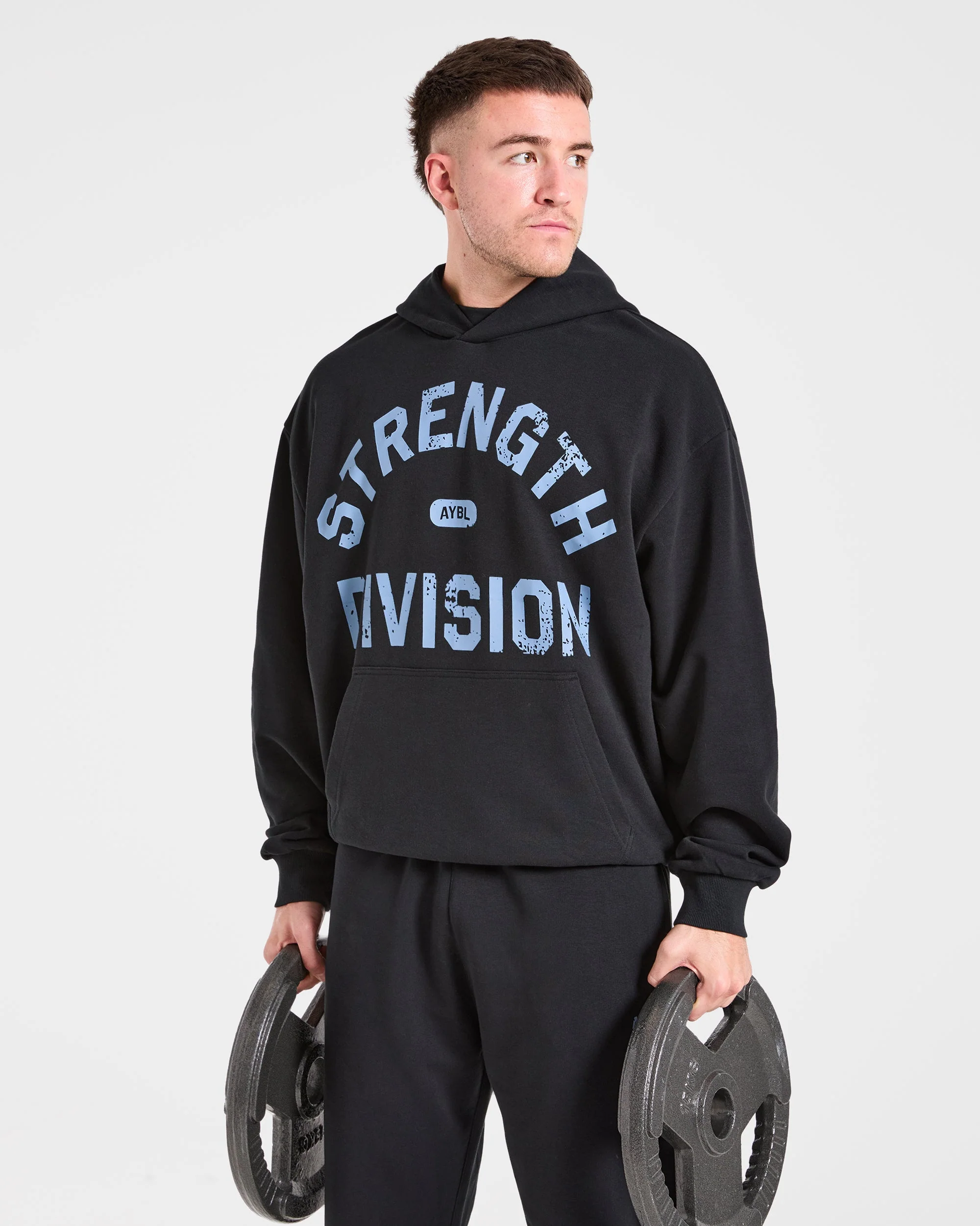 Strength Division Oversized Hoodie - Black/Blue - Image 8