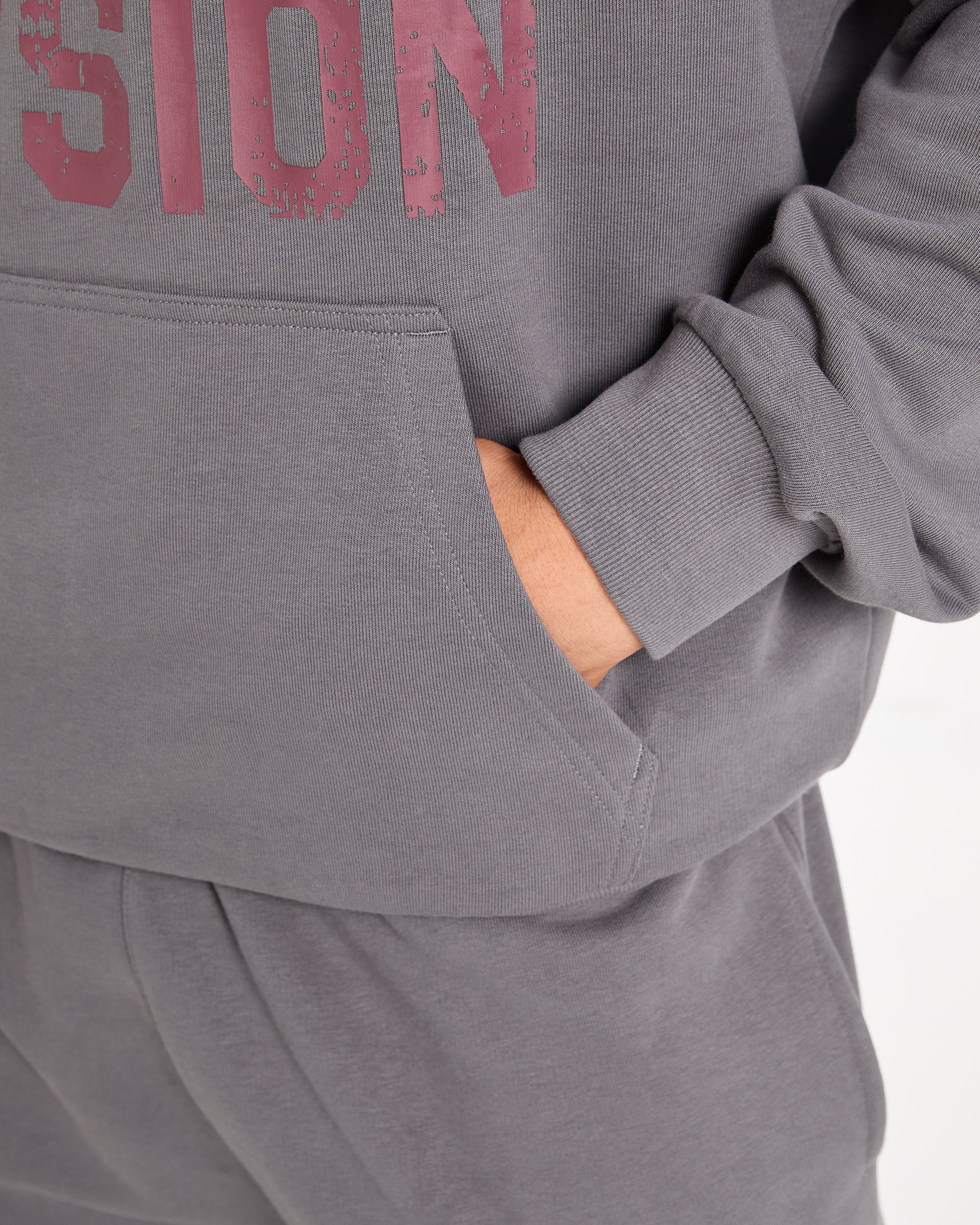 Strength Division Oversized Hoodie - Charcoal/Red - Image 5
