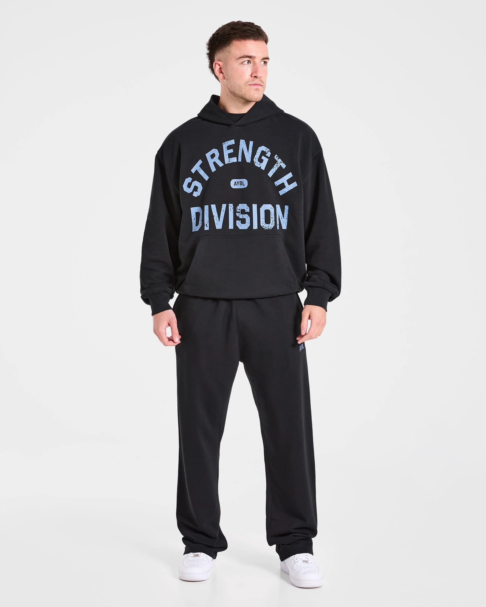 Strength Division Oversized Straight Leg Joggers - Black/Blue - Image 3