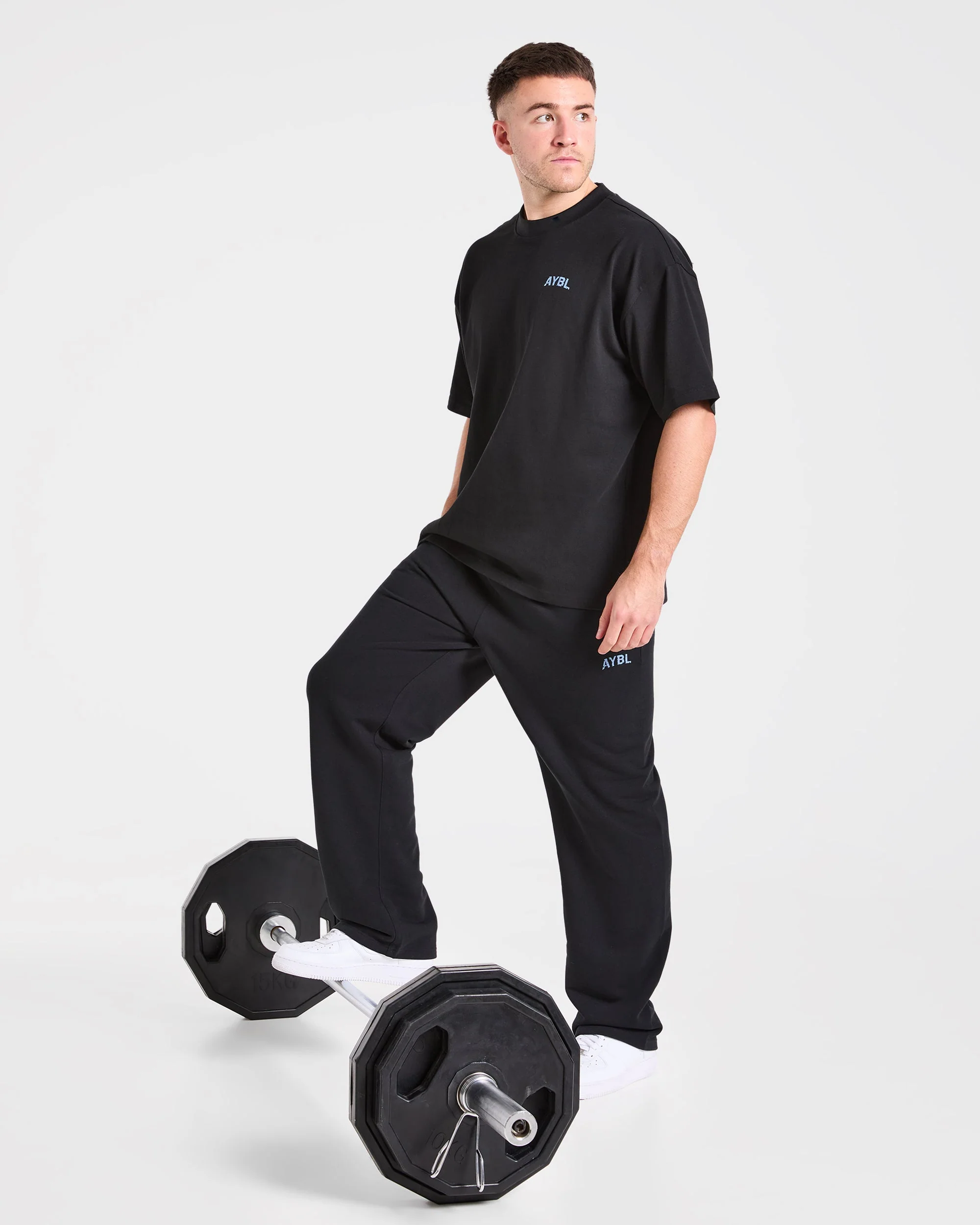 Strength Division Oversized Straight Leg Joggers - Black/Blue - Image 8