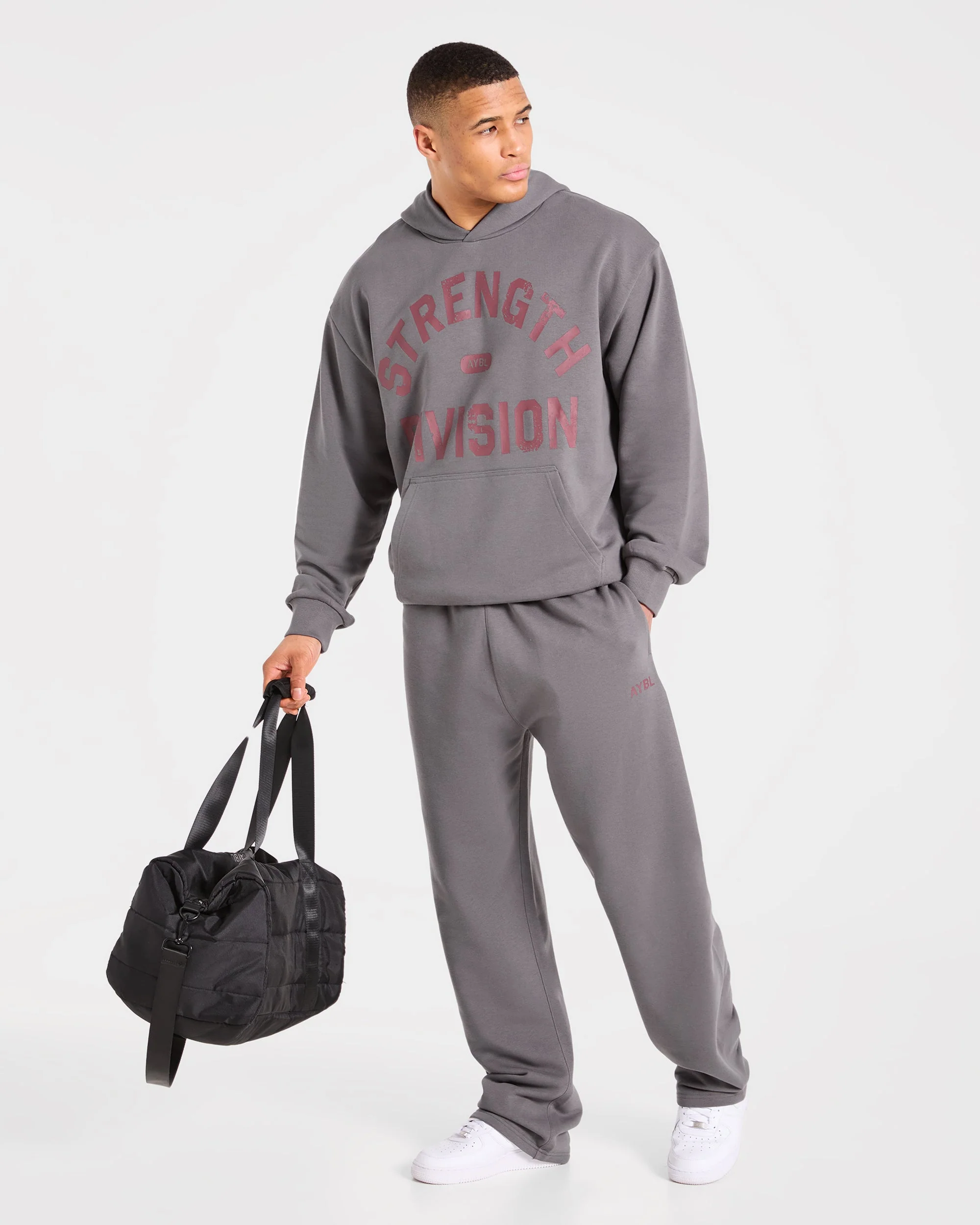 Strength Division Oversized Straight Leg Joggers - Charcoal/Red - Image 8