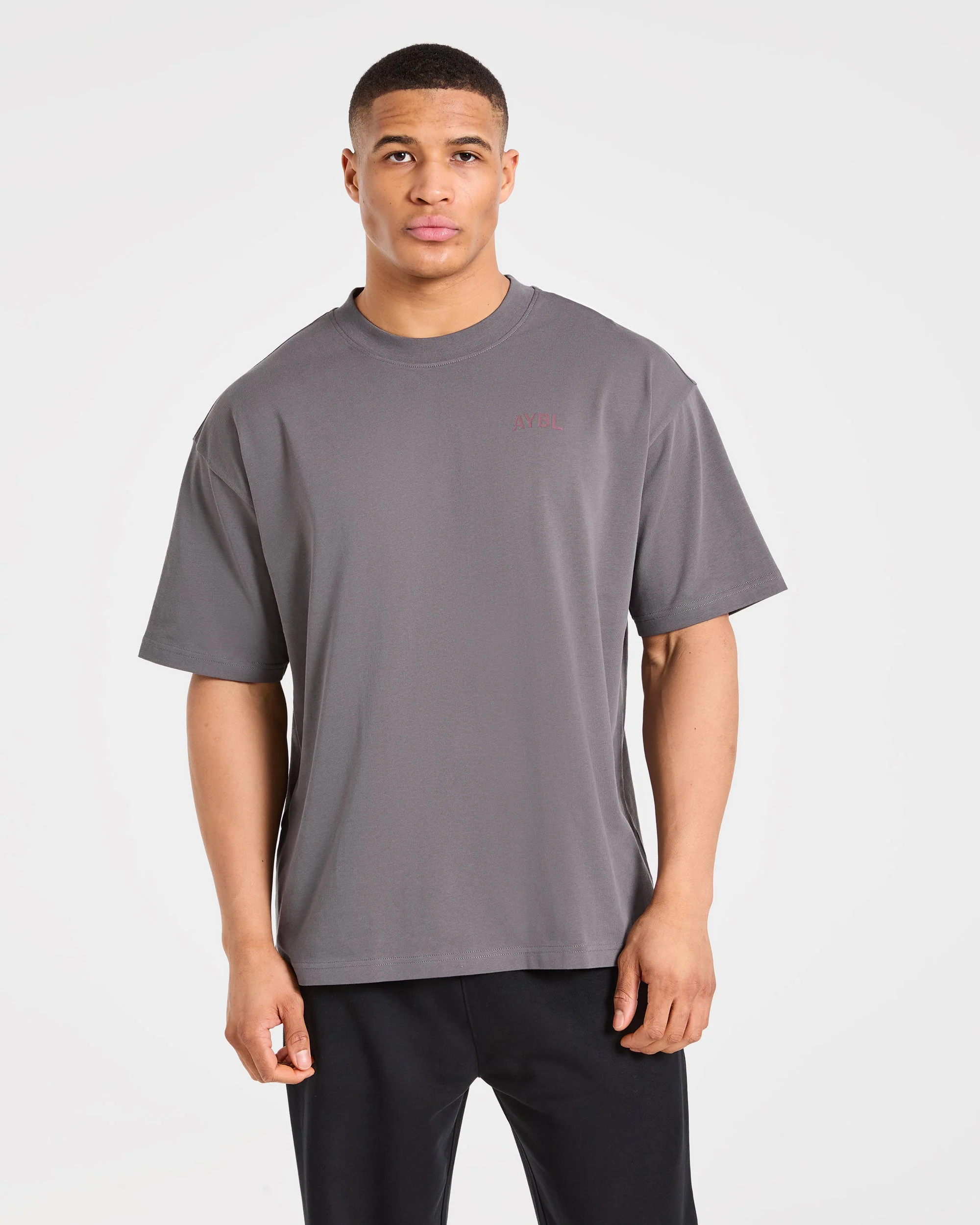Strength Division Oversized T Shirt - Charcoal/Red - Image 2