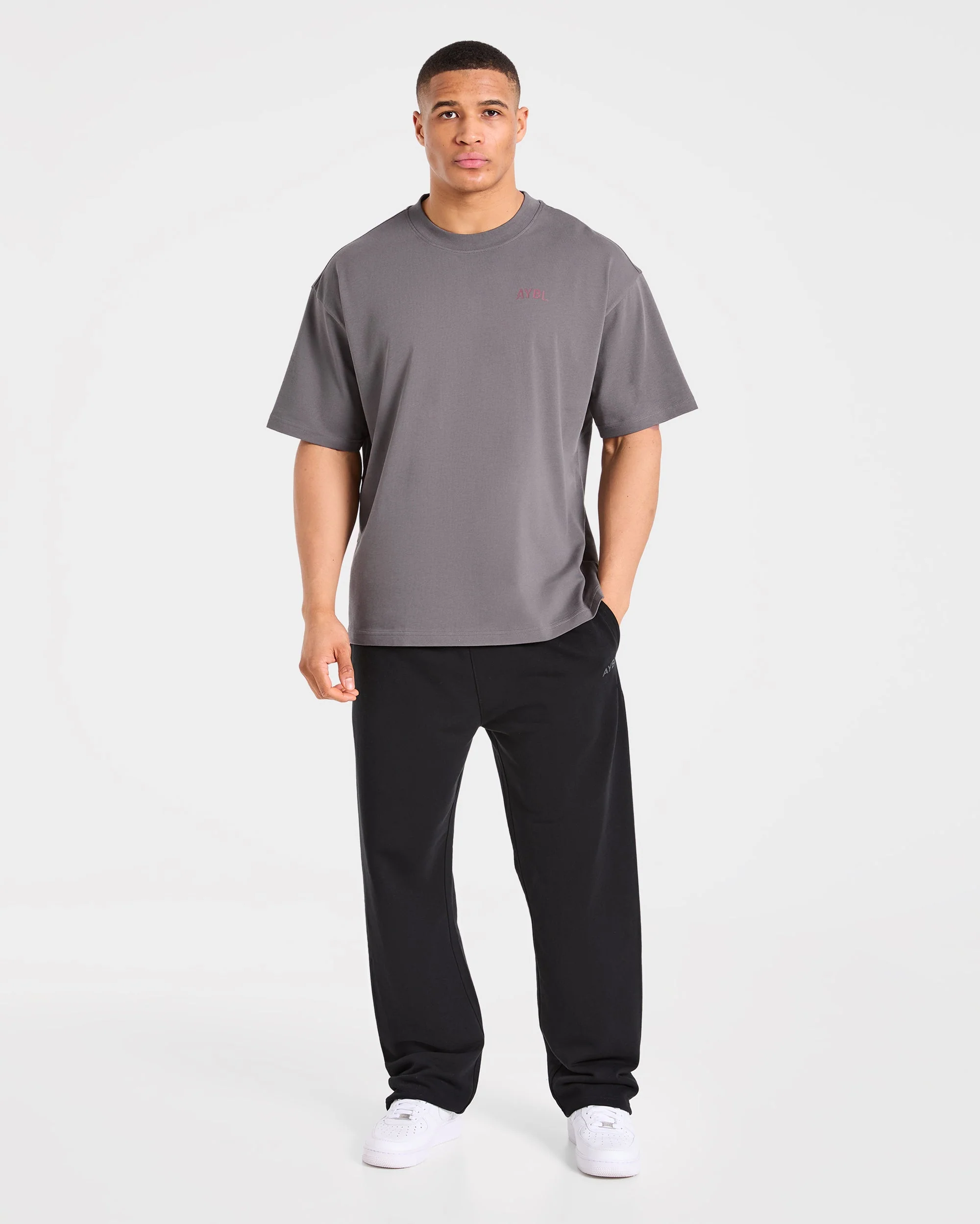 Strength Division Oversized T Shirt - Charcoal/Red - Image 3