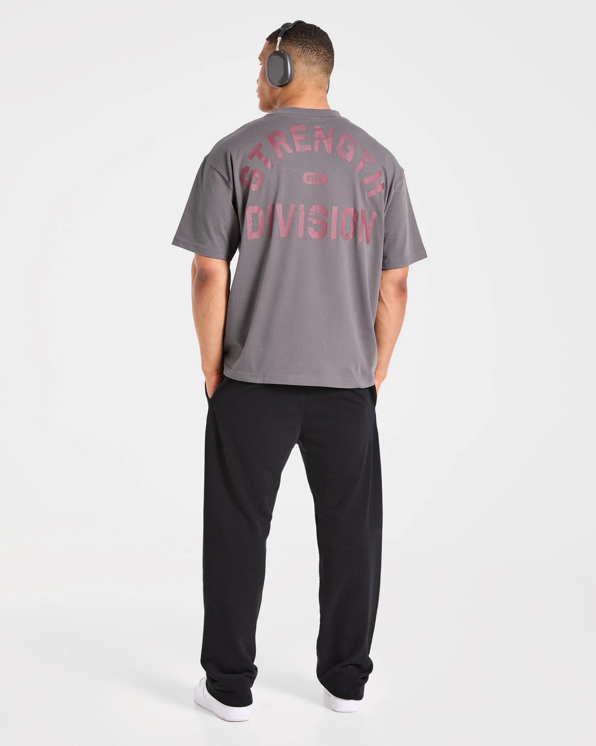 Strength Division Oversized T Shirt - Charcoal/Red - Image 8