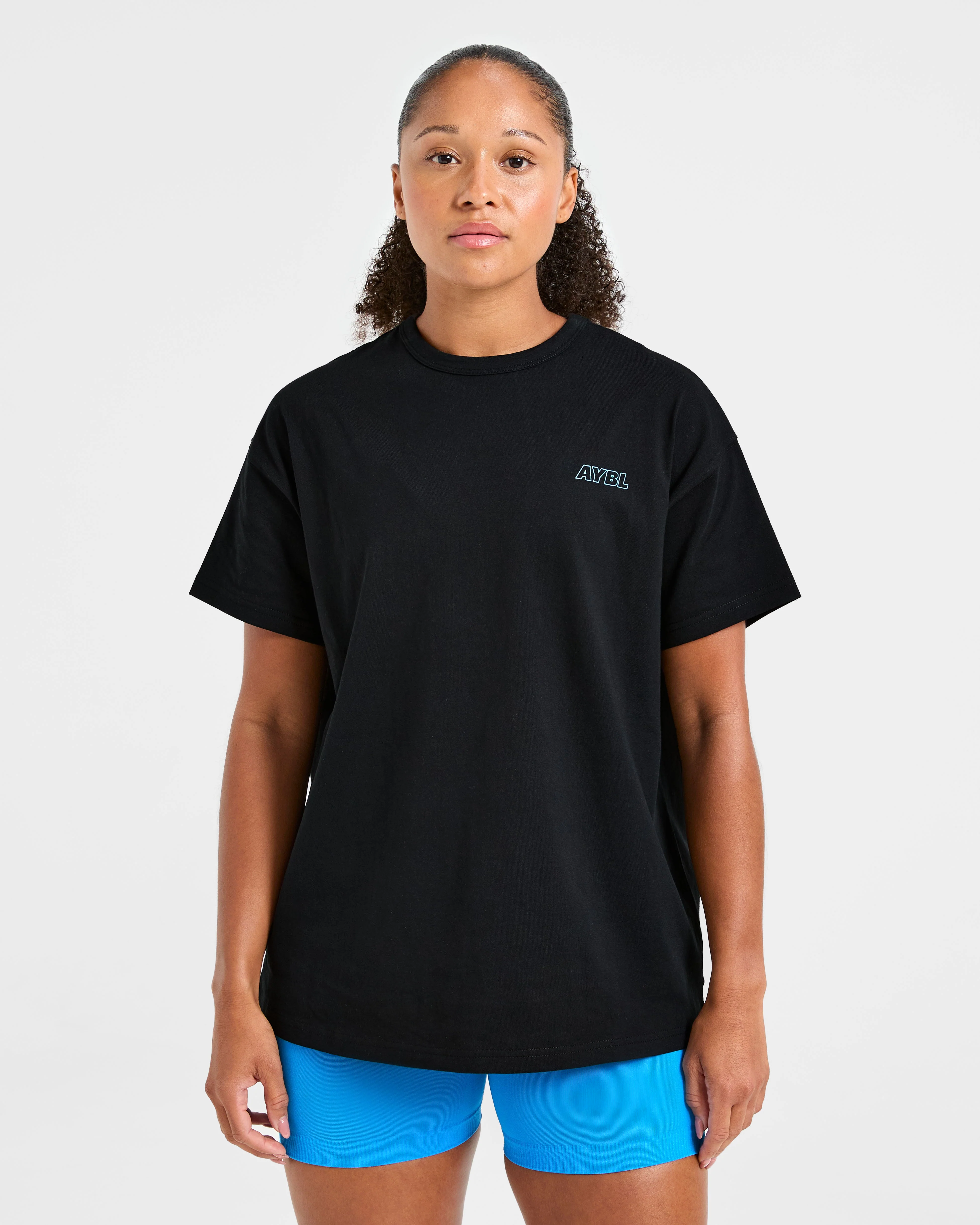 Strength Starts Here Oversized T Shirt - Black/Blue - Image 2