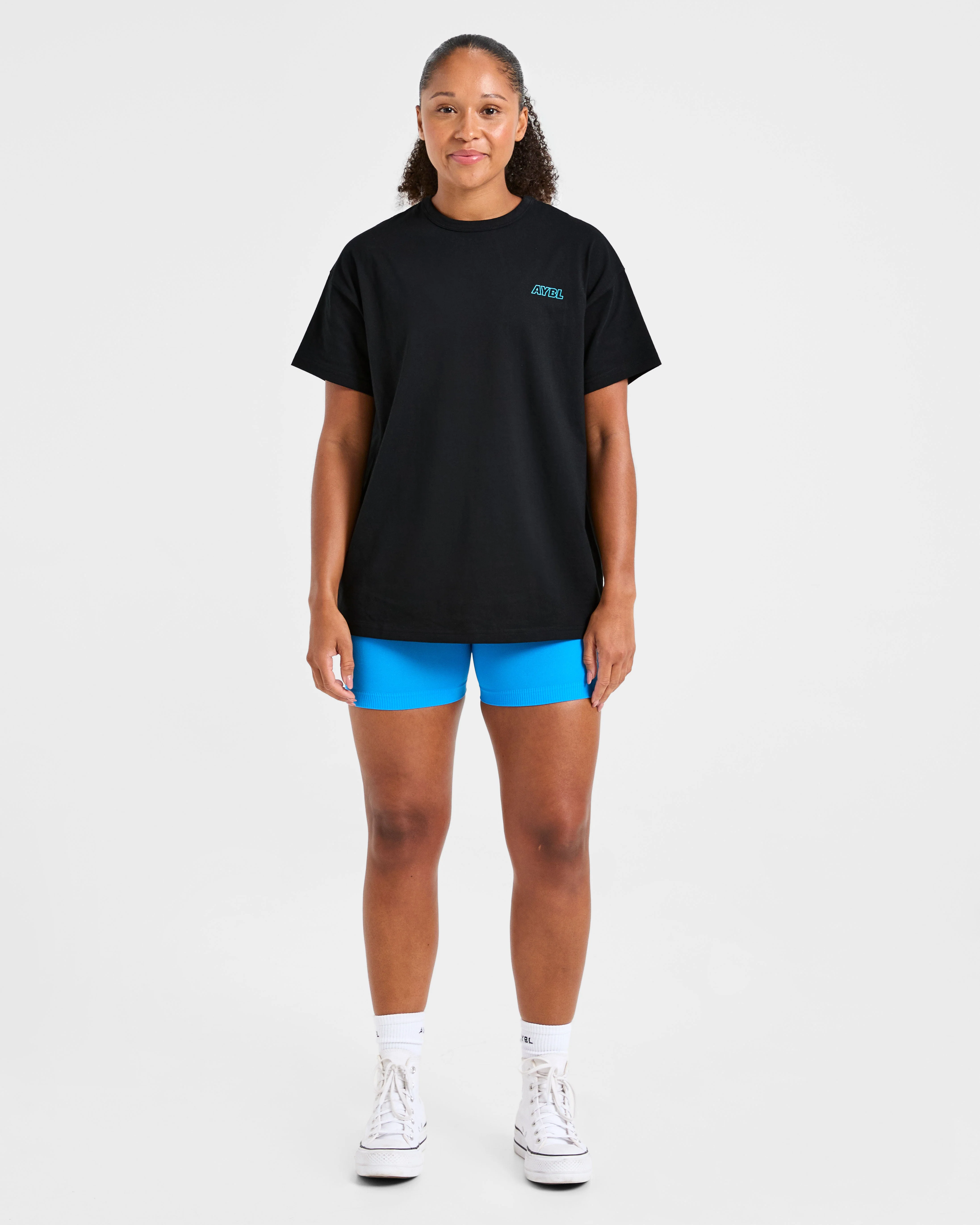 Strength Starts Here Oversized T Shirt - Black/Blue - Image 3