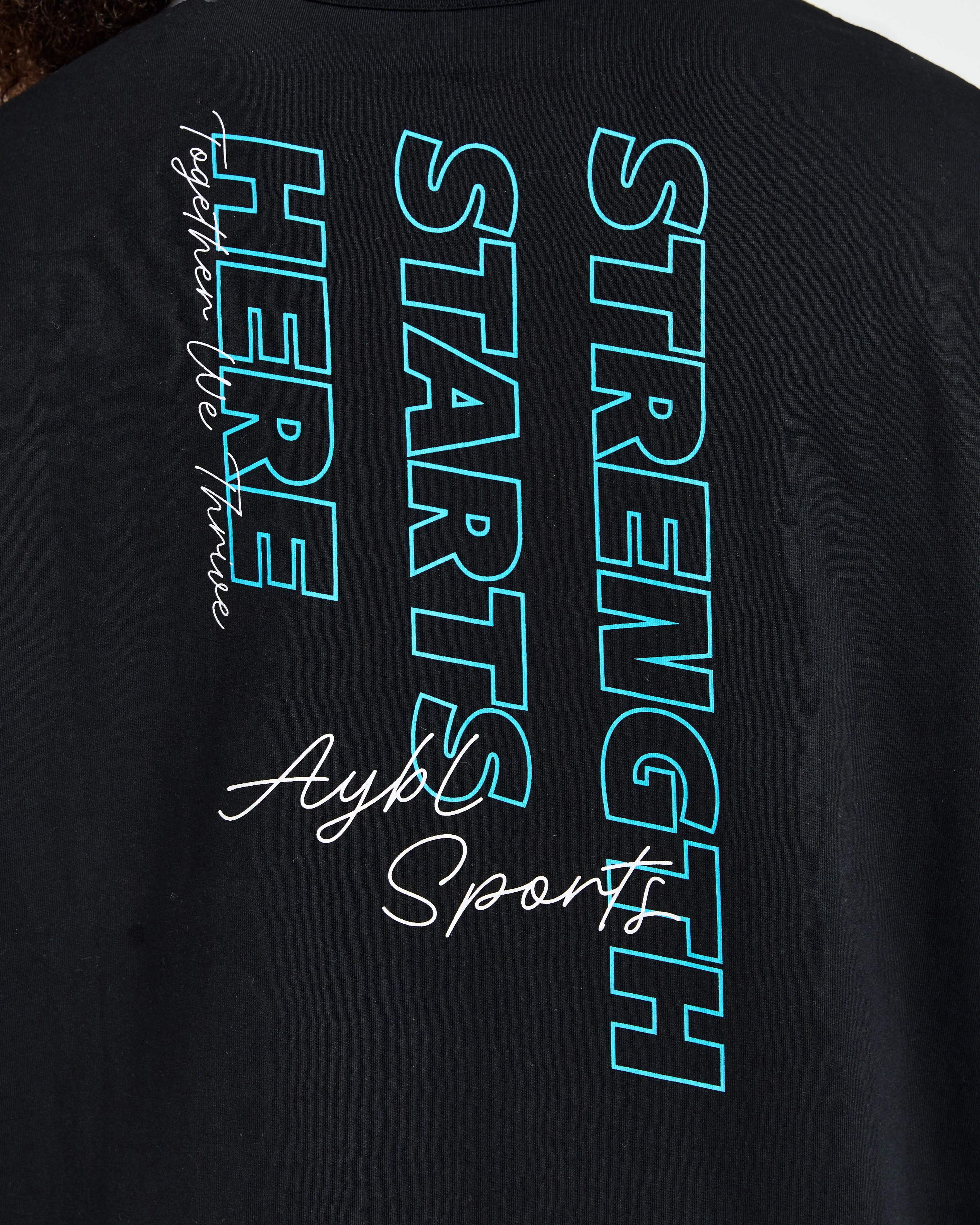 Strength Starts Here Oversized T Shirt - Black/Blue - Image 6