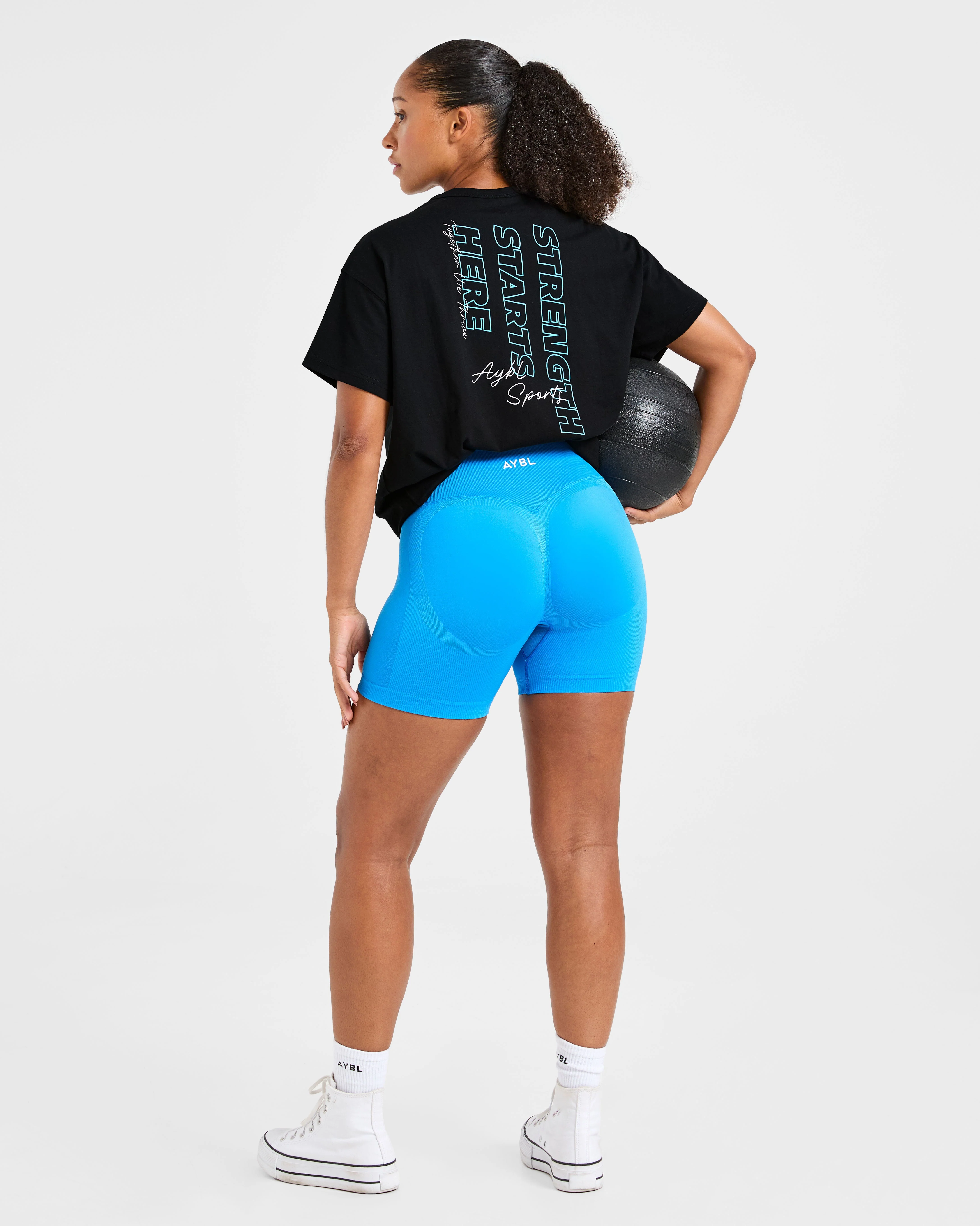 Strength Starts Here Oversized T Shirt - Black/Blue - Image 8