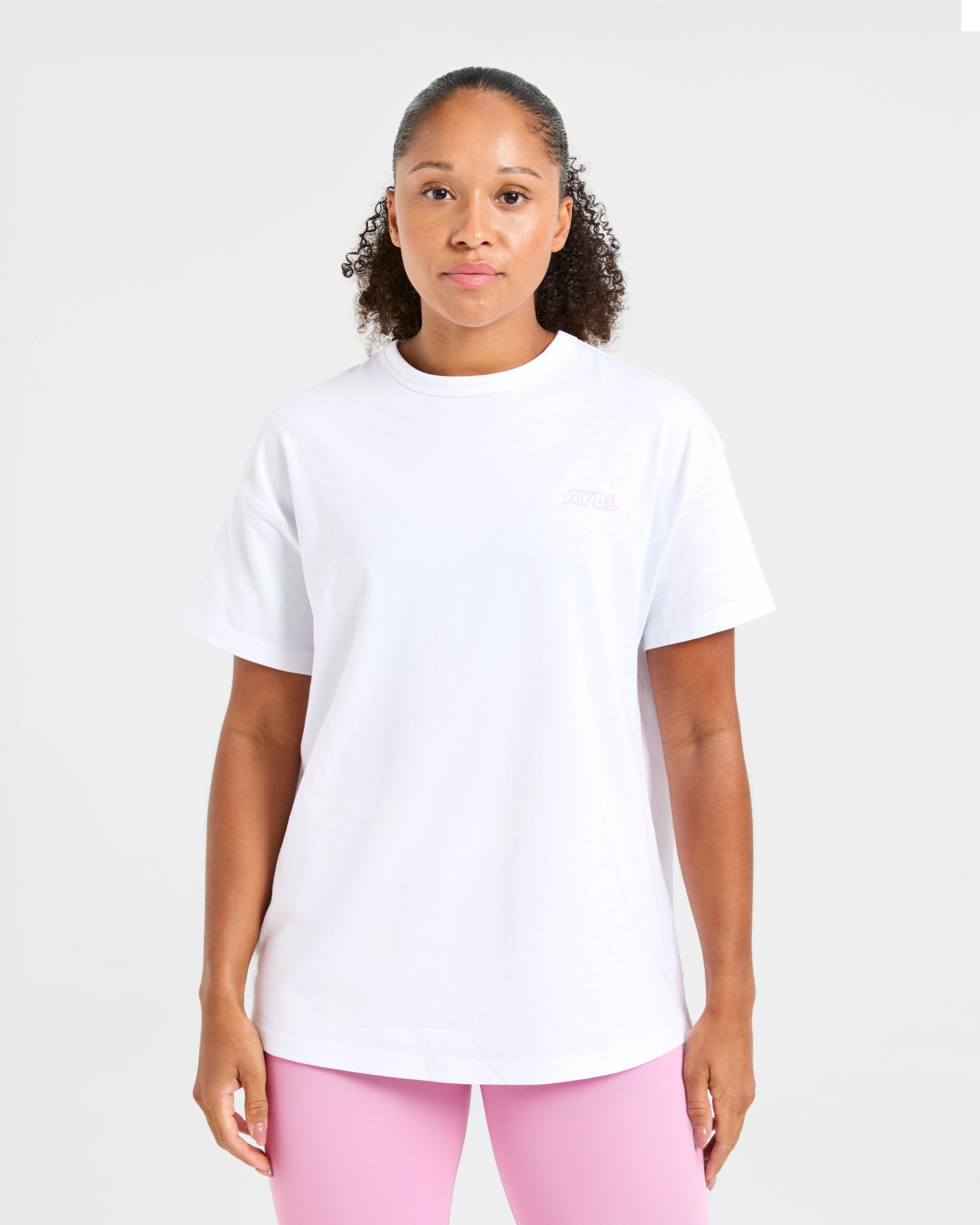Strength Starts Here Oversized T Shirt - White/Pink - Image 2