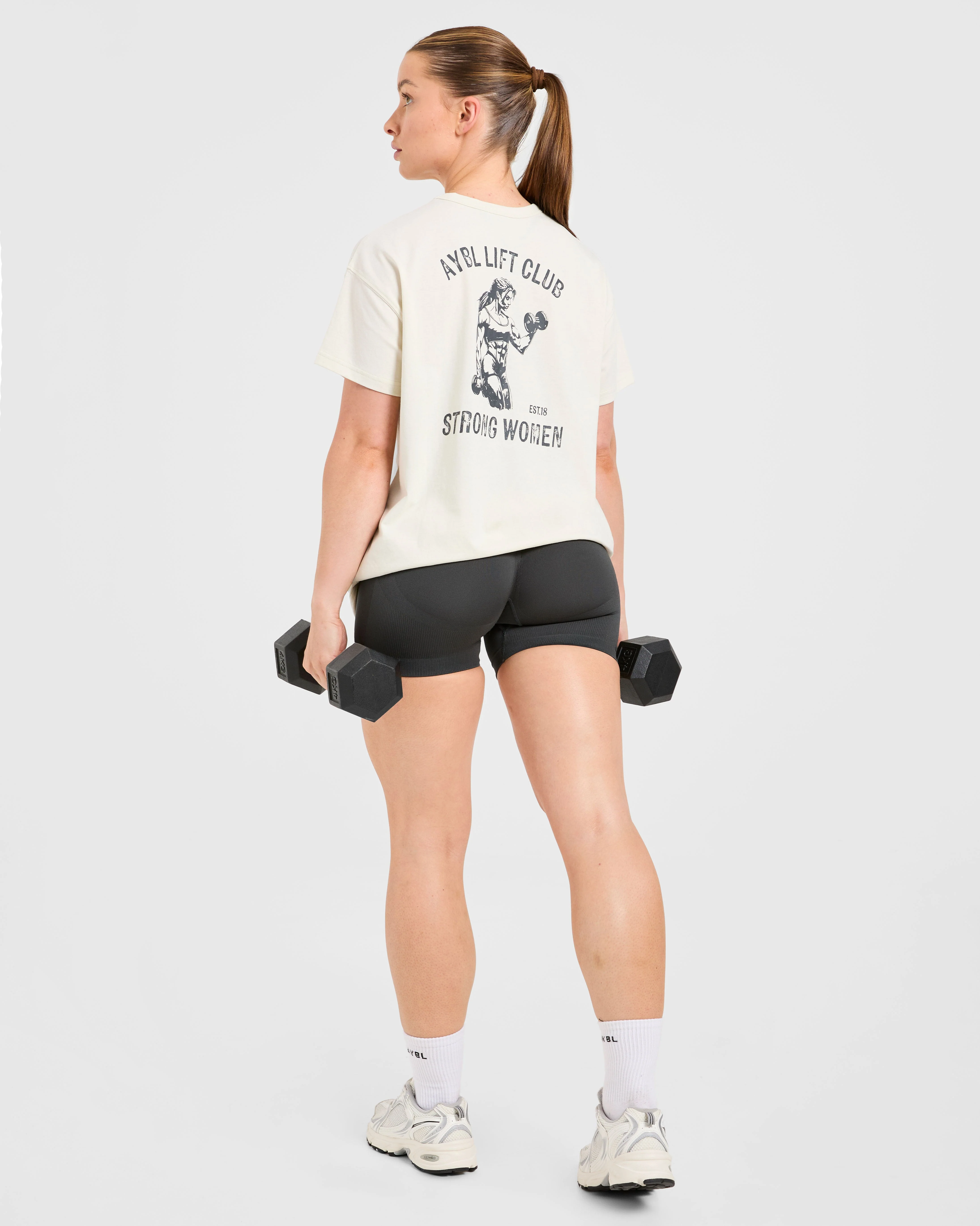 Strong Women Graphic Oversized T Shirt - Beige/Charcoal - Image 8