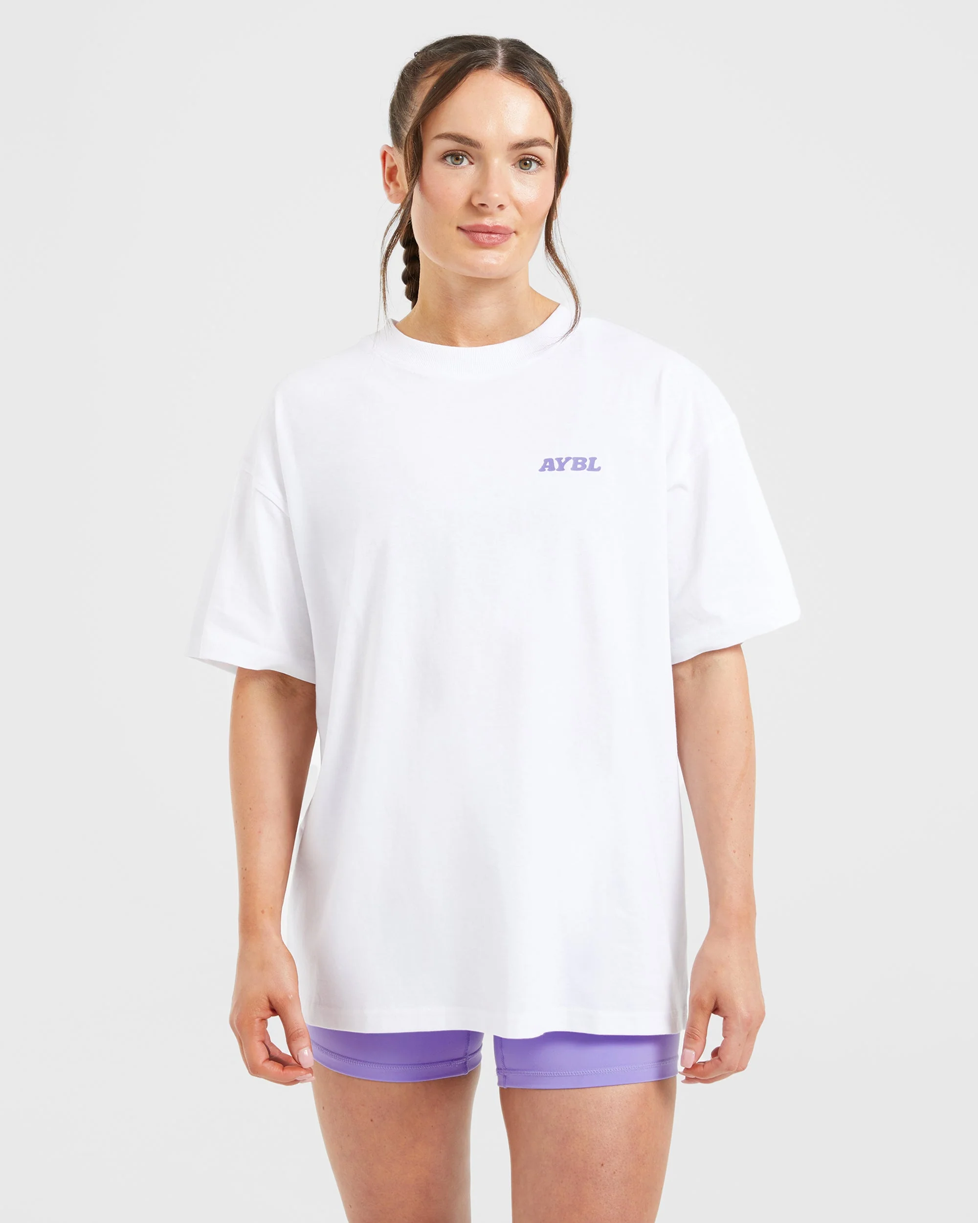Stronger You Oversized T Shirt - White/Purple - Image 2