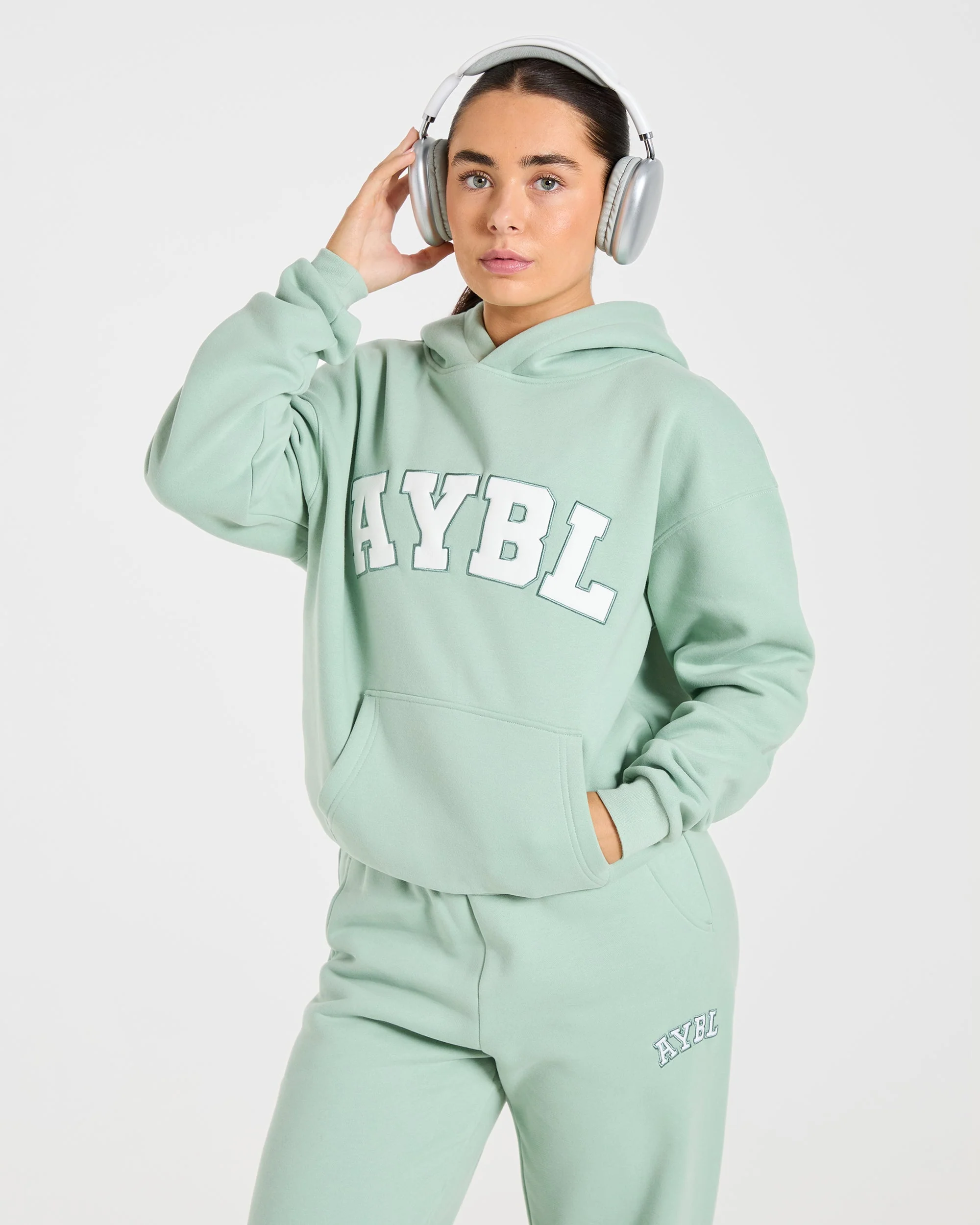 Varsity 2.0 Oversized Hoodie - Sage Green - Image 8