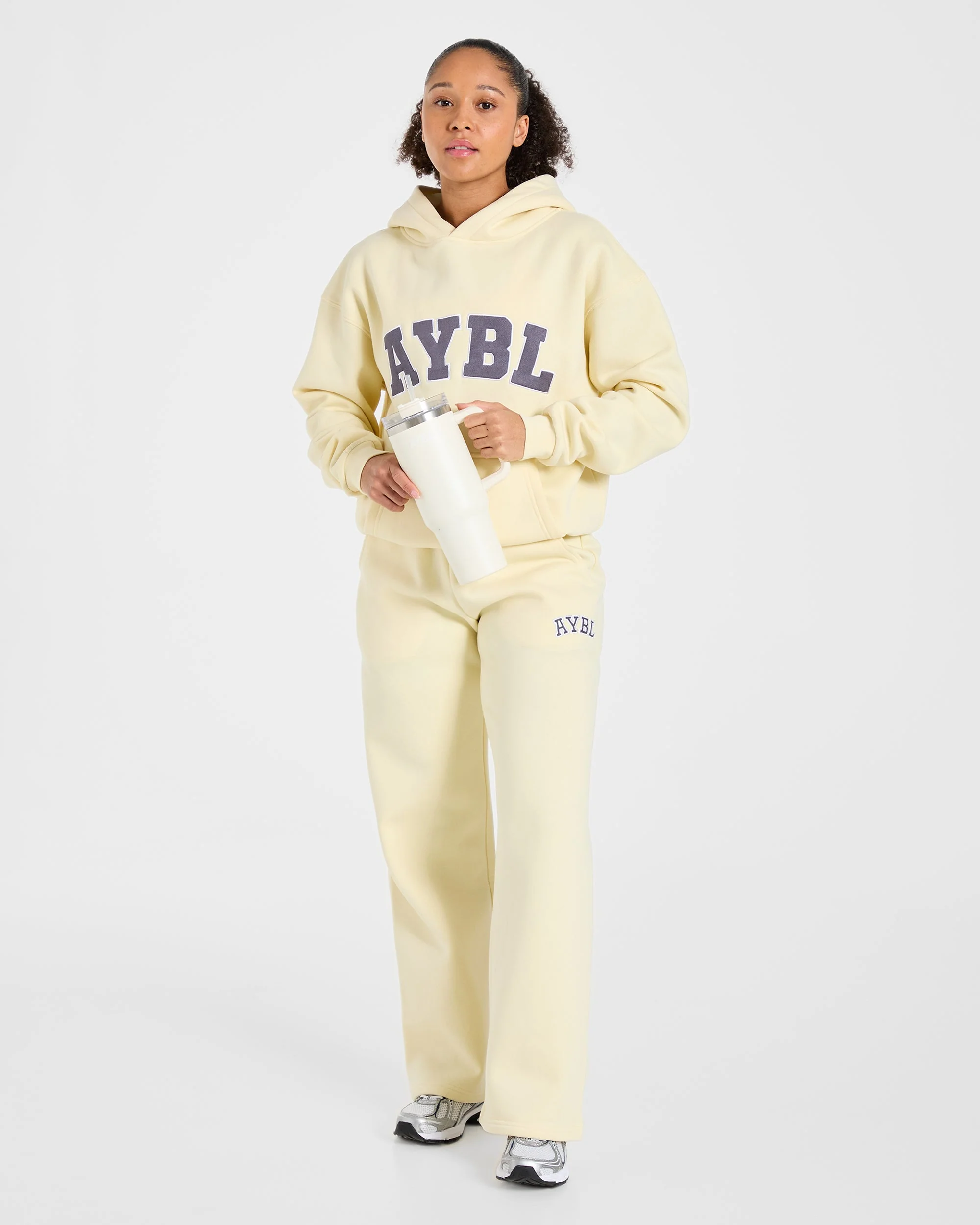 Varsity 2.0 Oversized Straight Leg Joggers - Butter Yellow - Image 7