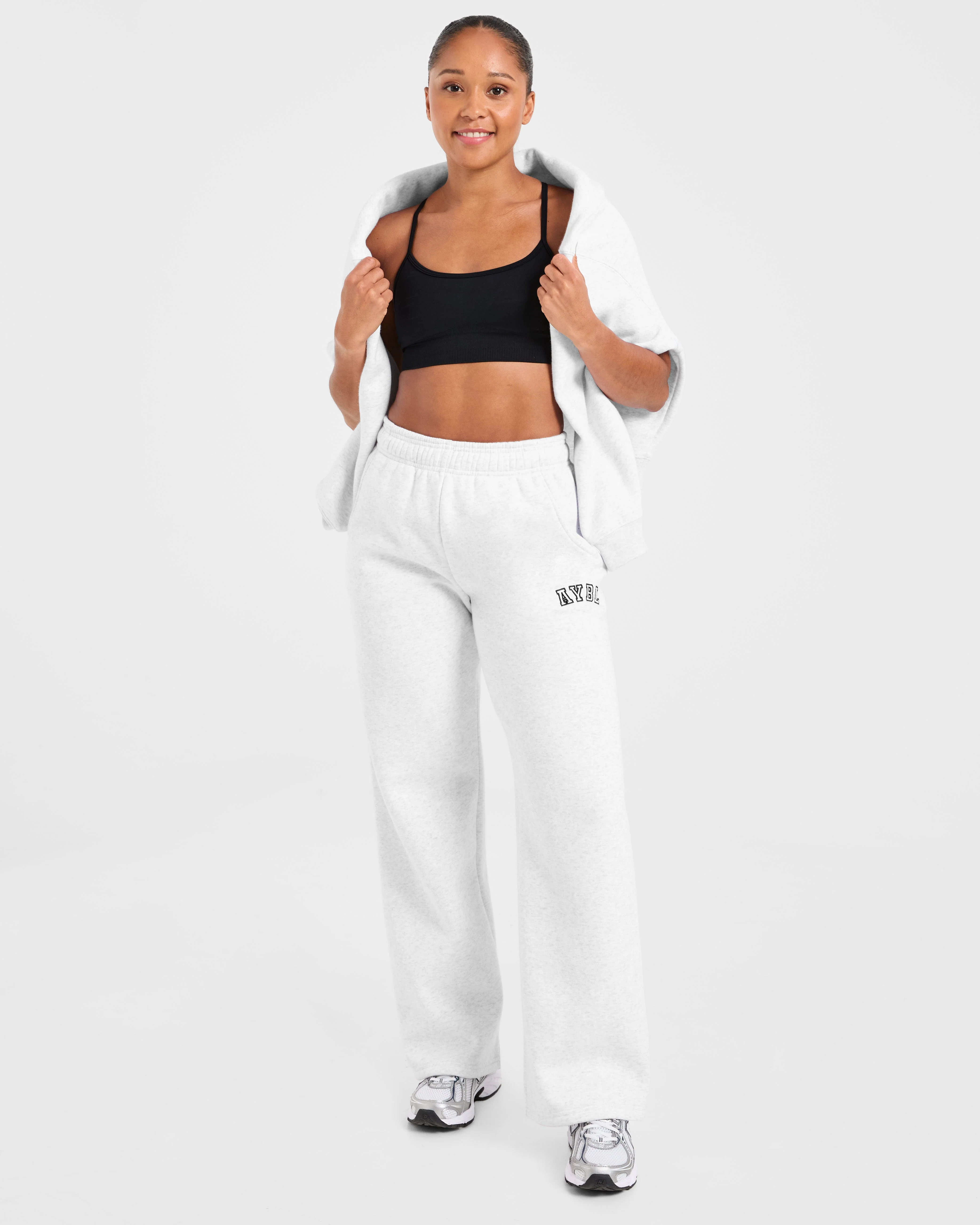 Varsity 2.0 Oversized Straight Leg Joggers - Heather Grey - Image 8