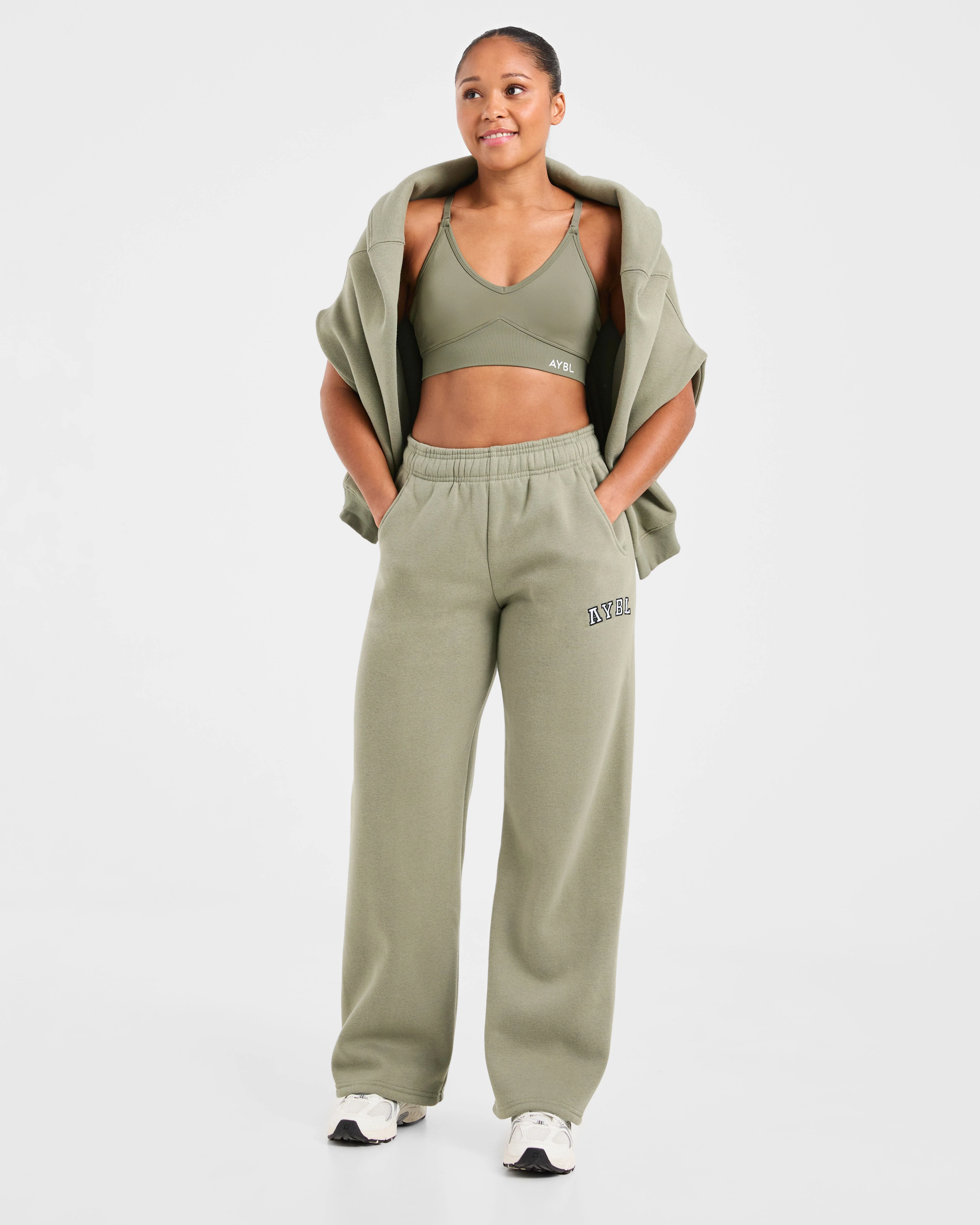 Varsity 2.0 Oversized Straight Leg Joggers - Muted Olive - Image 7