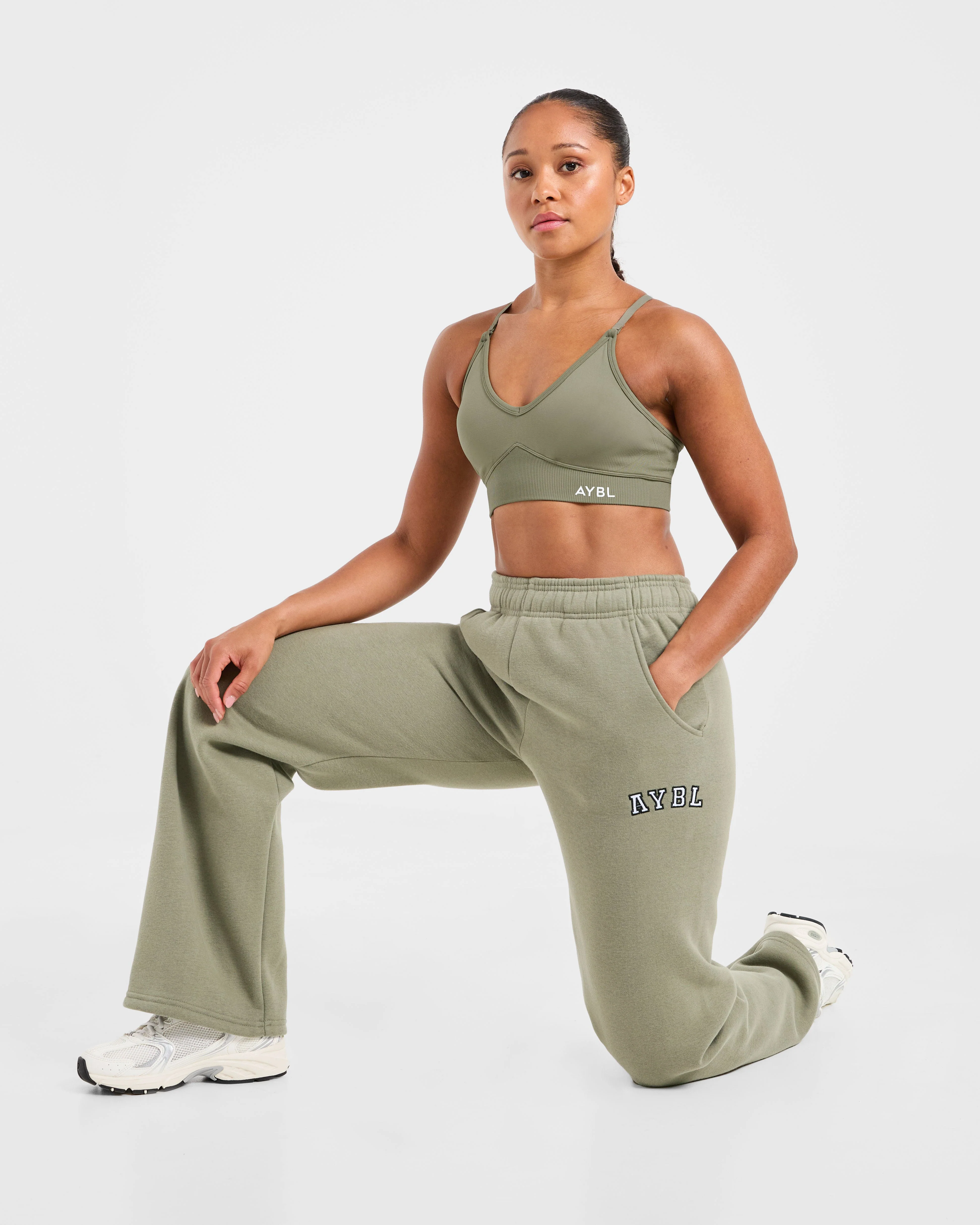 Varsity 2.0 Oversized Straight Leg Joggers - Muted Olive - Image 8