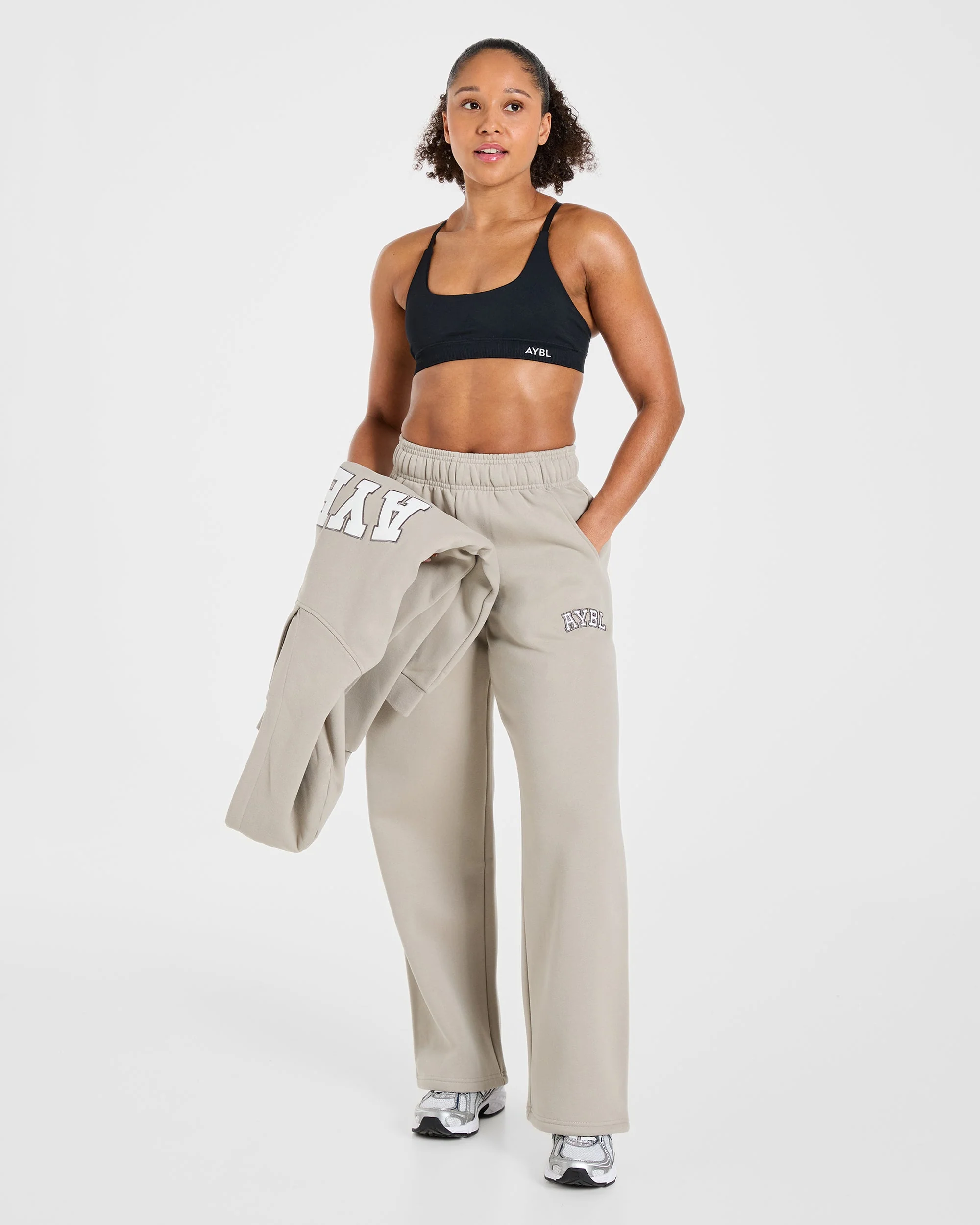 Varsity 2.0 Oversized Straight Leg Joggers - Taupe - Image 7