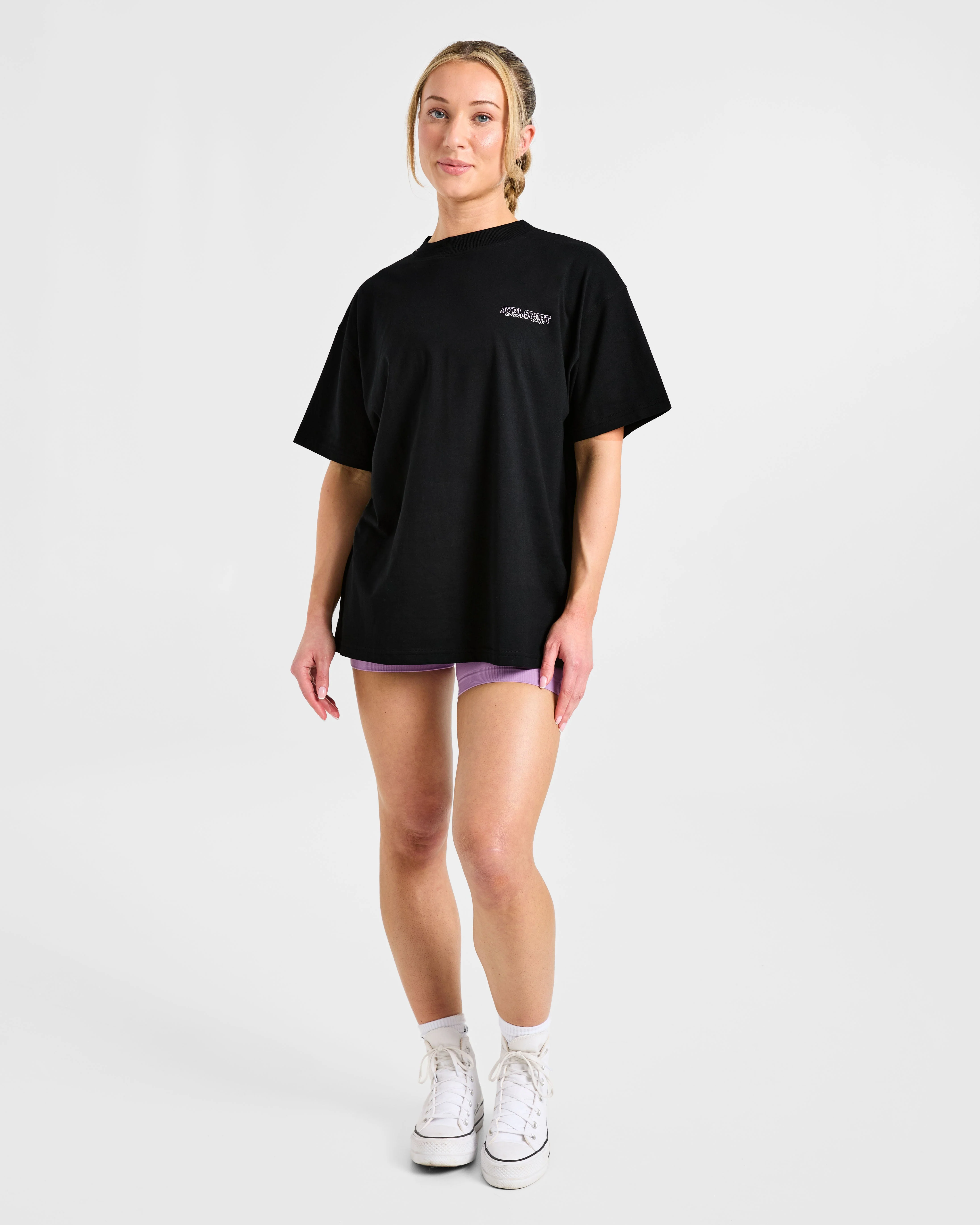 Varsity Dept. Oversized T Shirt - Black/Lilac - Image 3