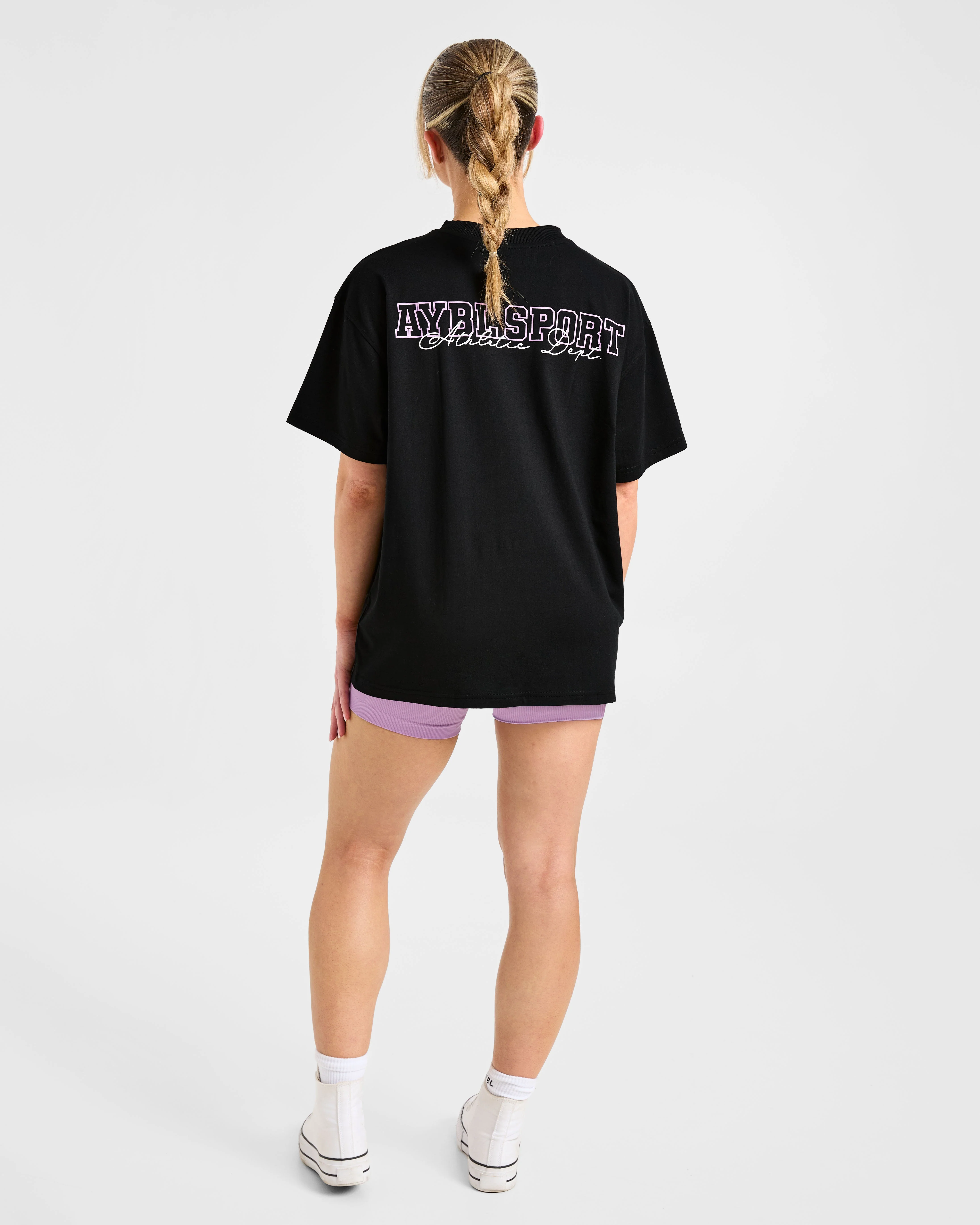Varsity Dept. Oversized T Shirt - Black/Lilac - Image 4