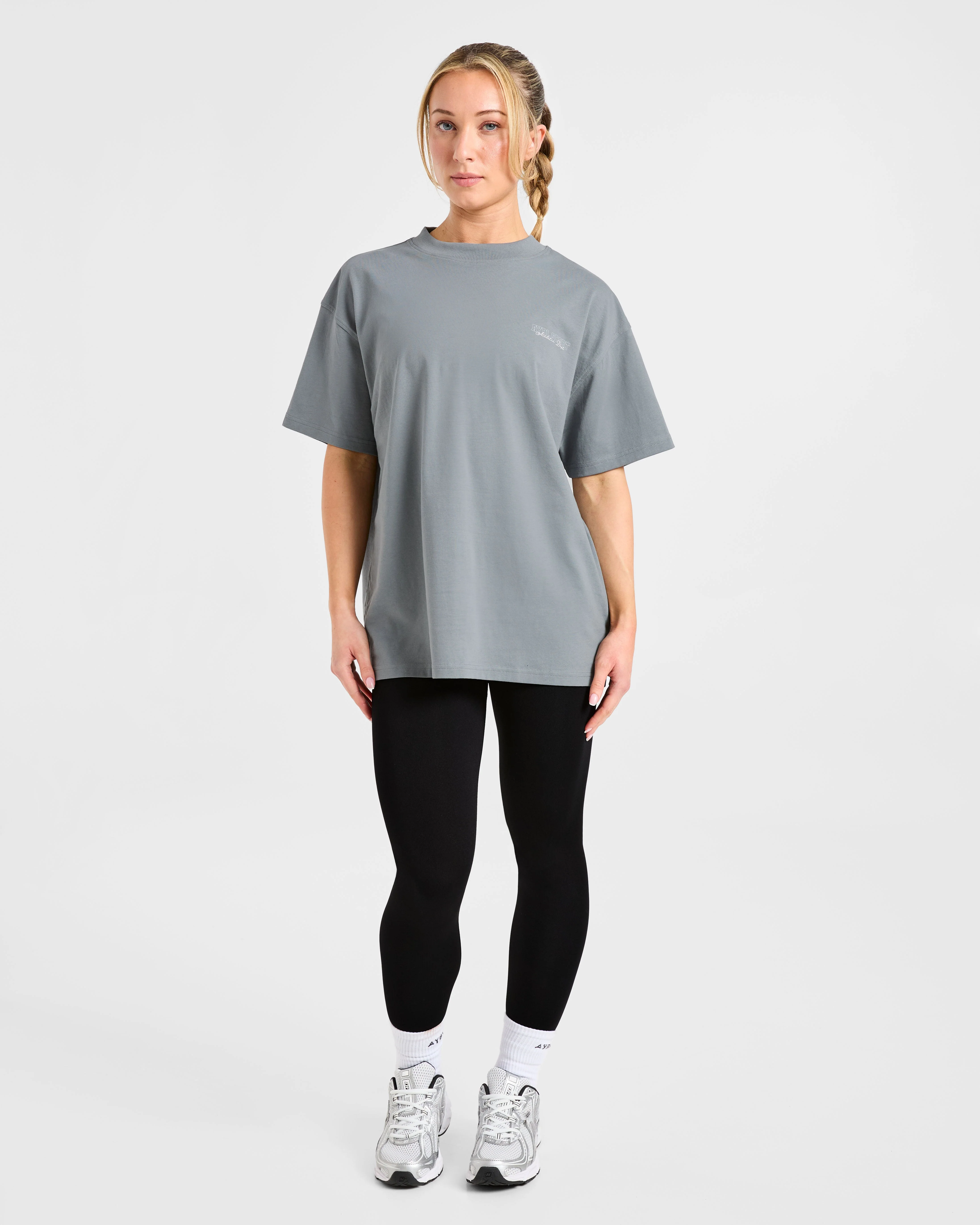Varsity Dept. Oversized T Shirt - Slate Grey - Image 3