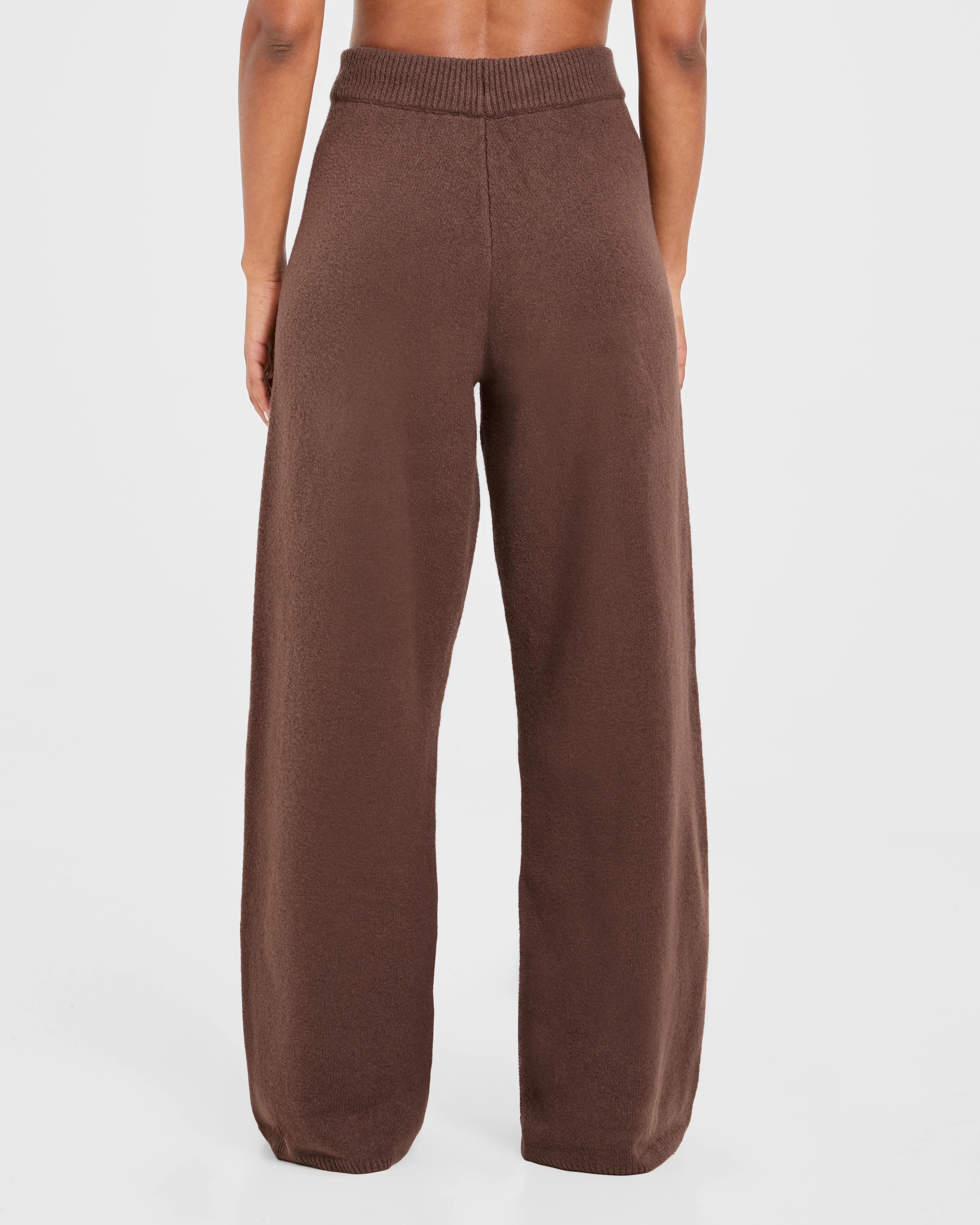 Varsity Oversized Knitted Joggers - Brown - Image 2