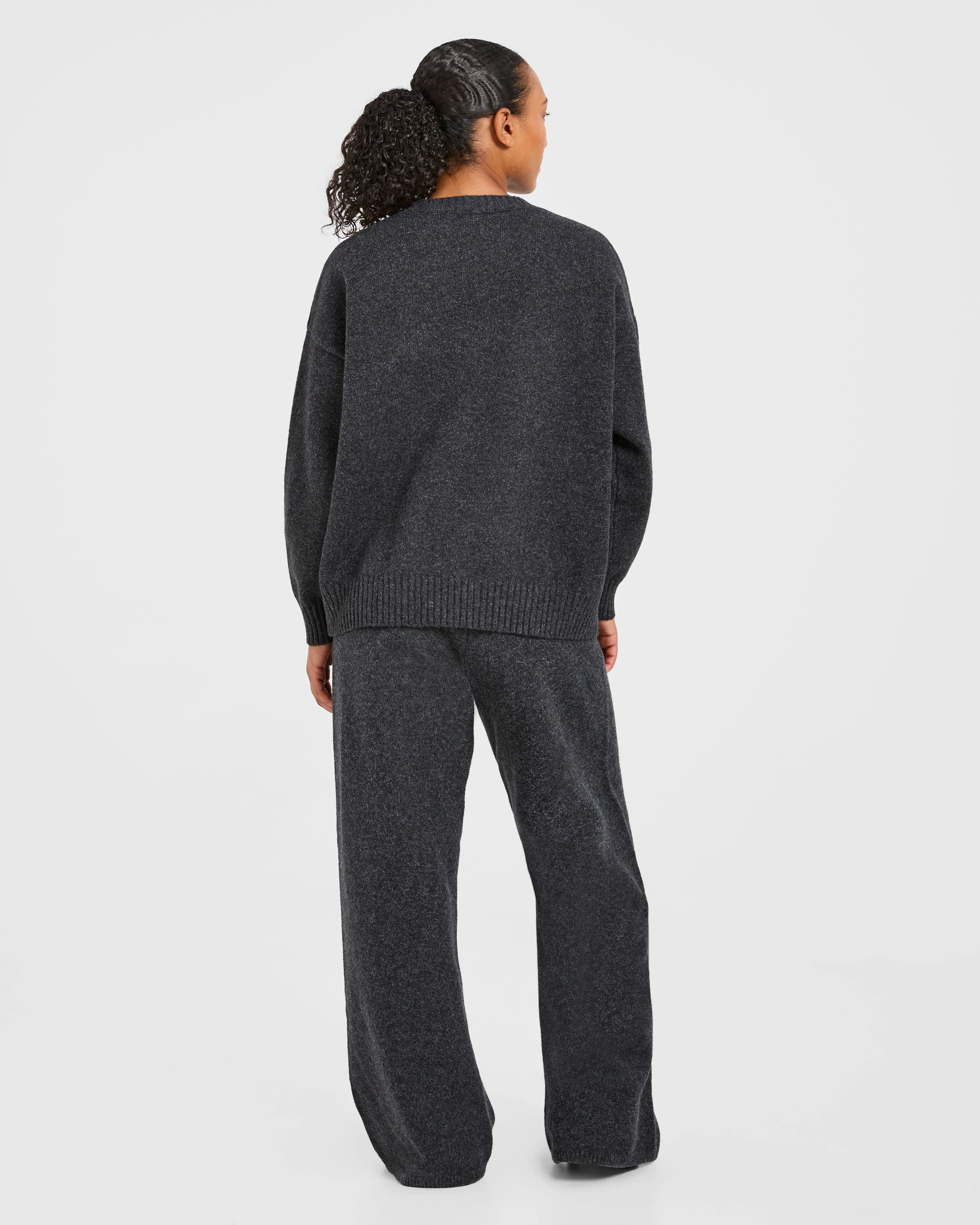 Varsity Oversized Knitted Joggers - Charcoal - Image 4