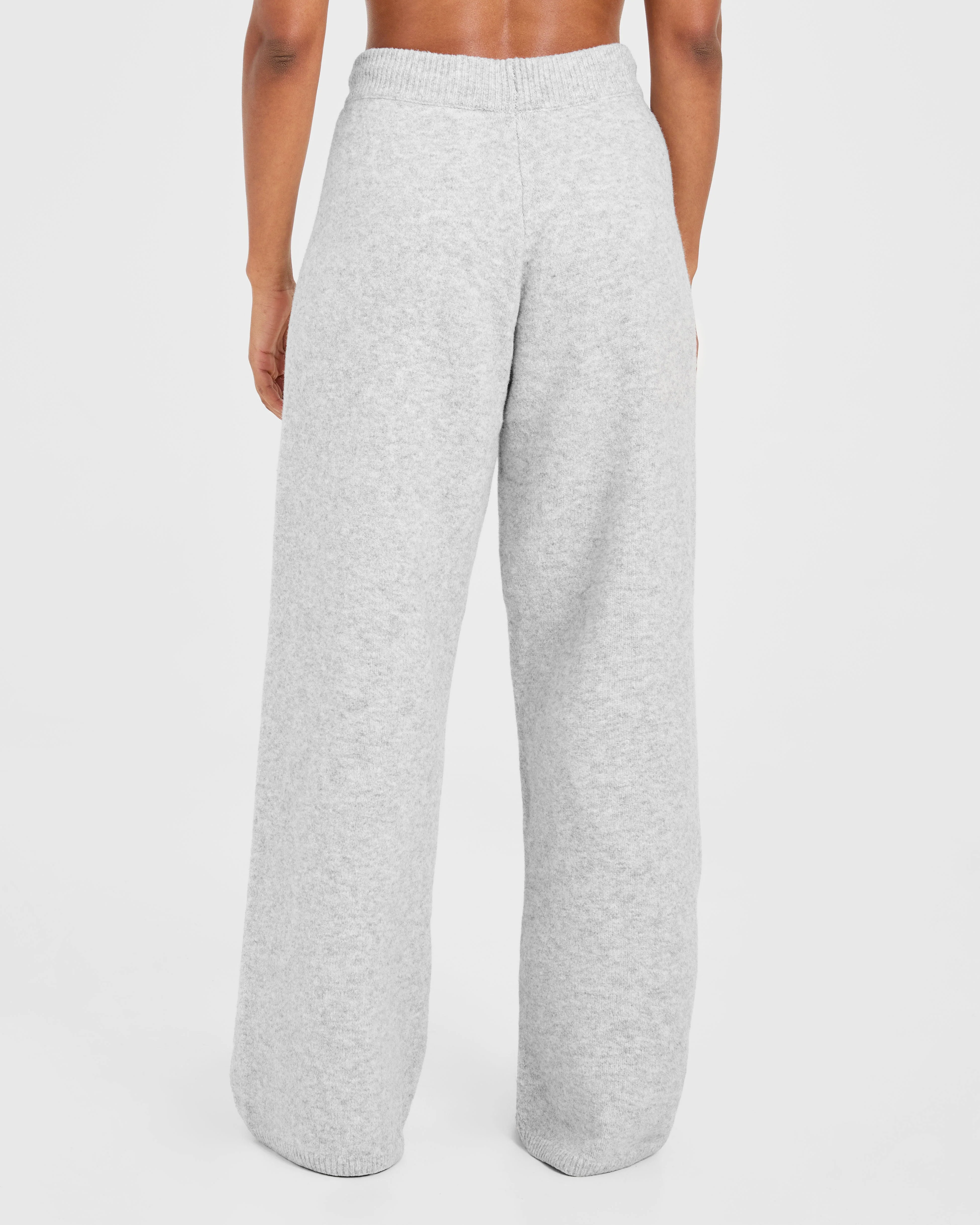 Varsity Oversized Knitted Joggers - Grey Marl - Image 2