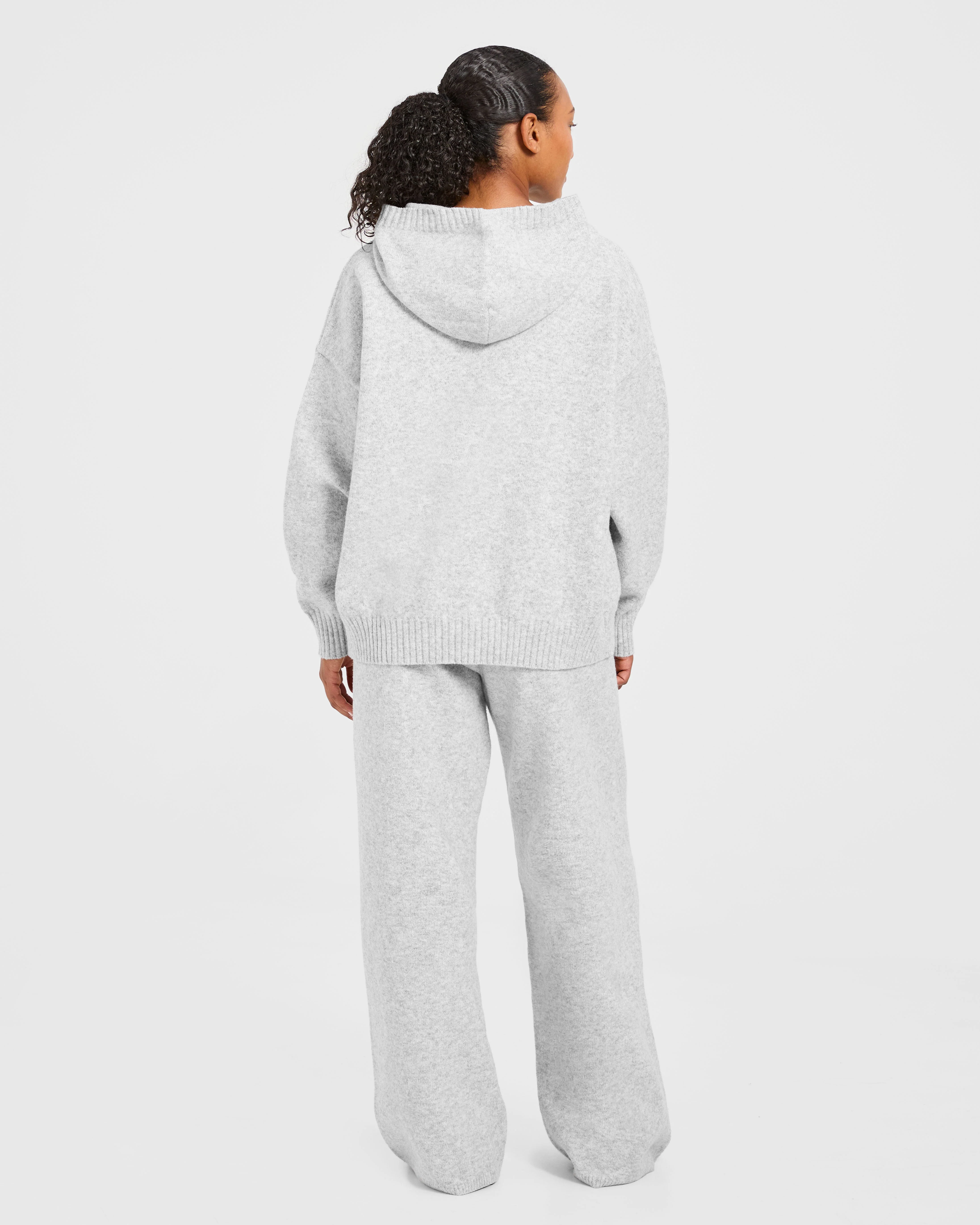 Varsity Oversized Knitted Joggers - Grey Marl - Image 4