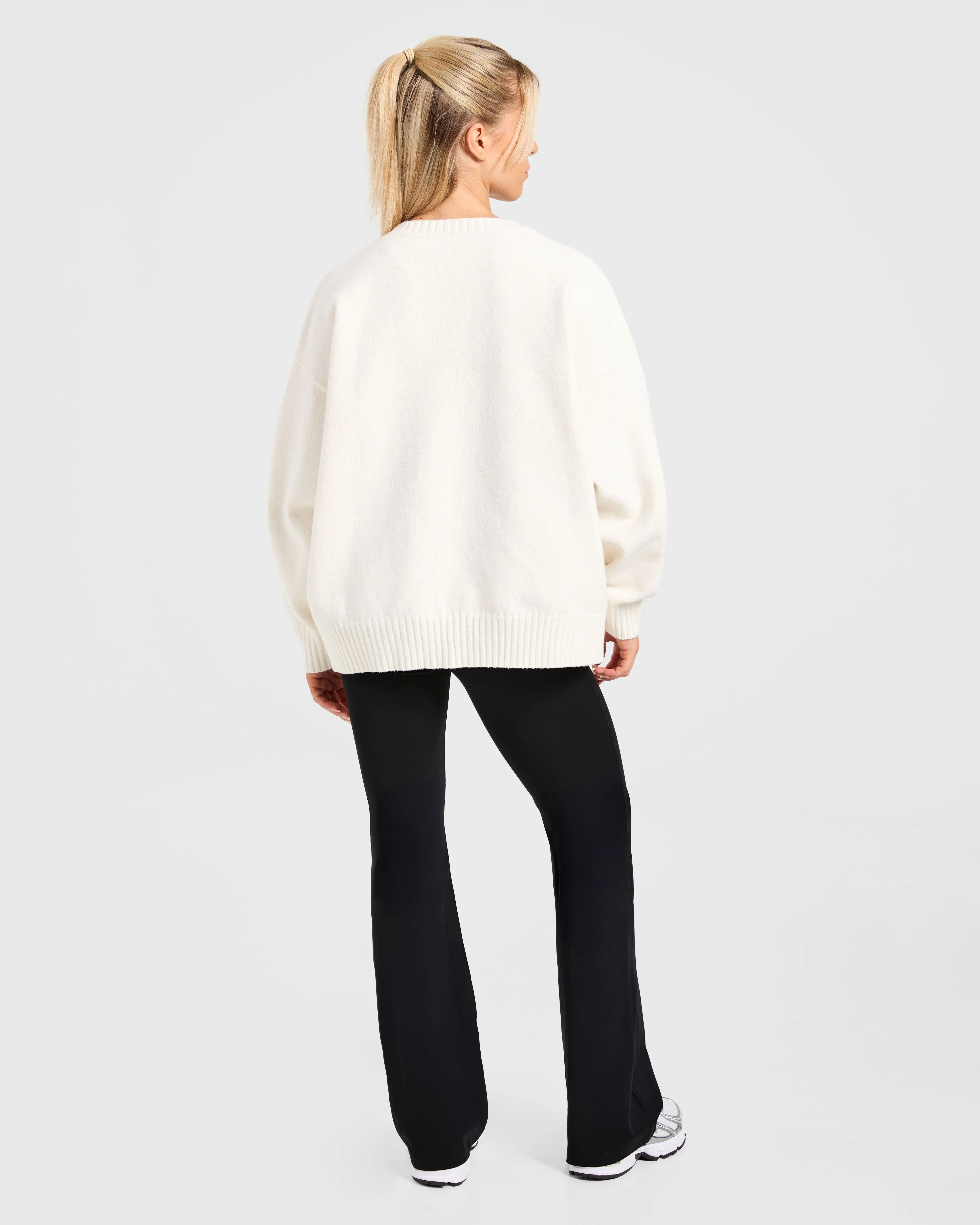 Varsity Oversized Knitted Sweater - Off White - Image 4