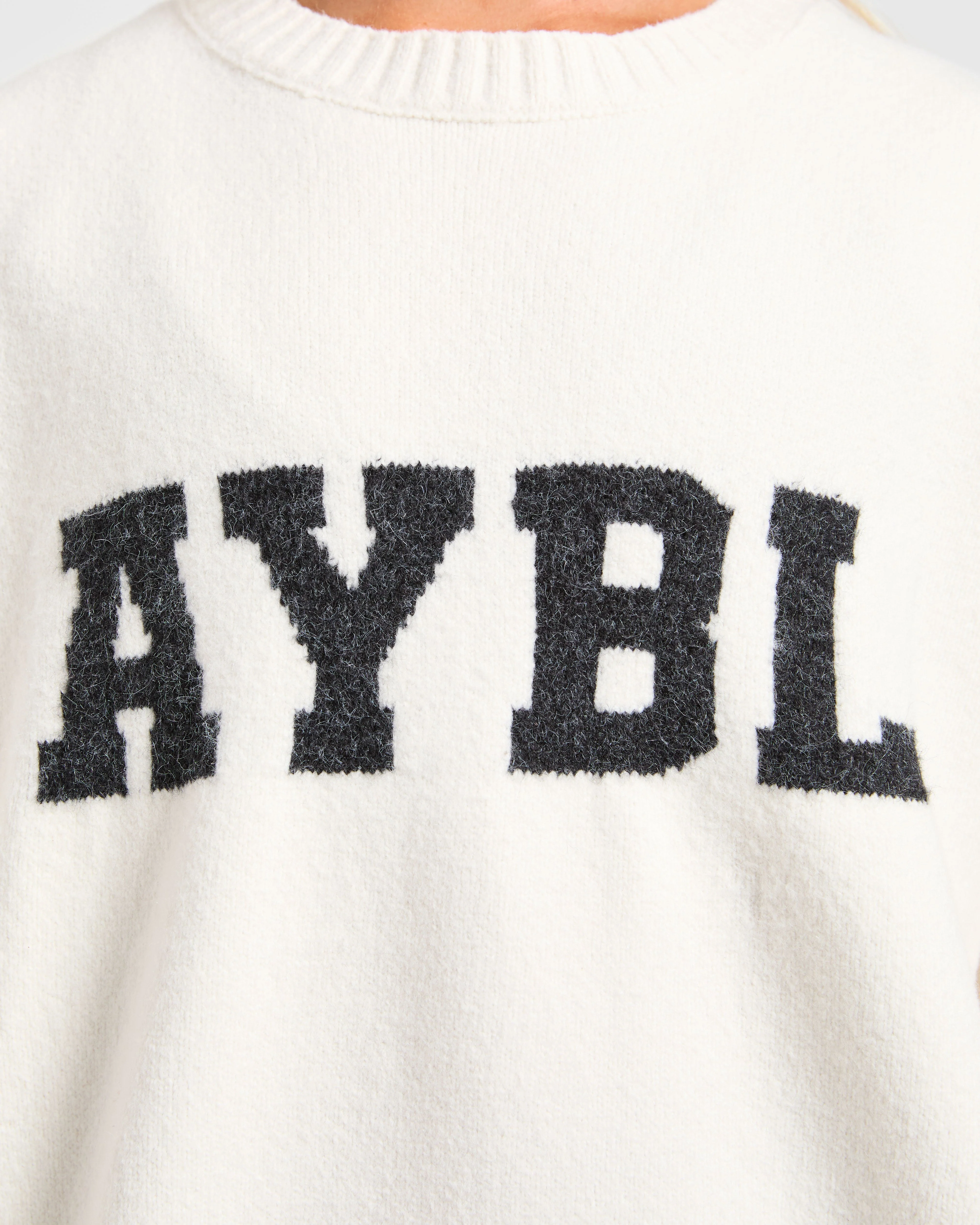 Varsity Oversized Knitted Sweater - Off White - Image 5